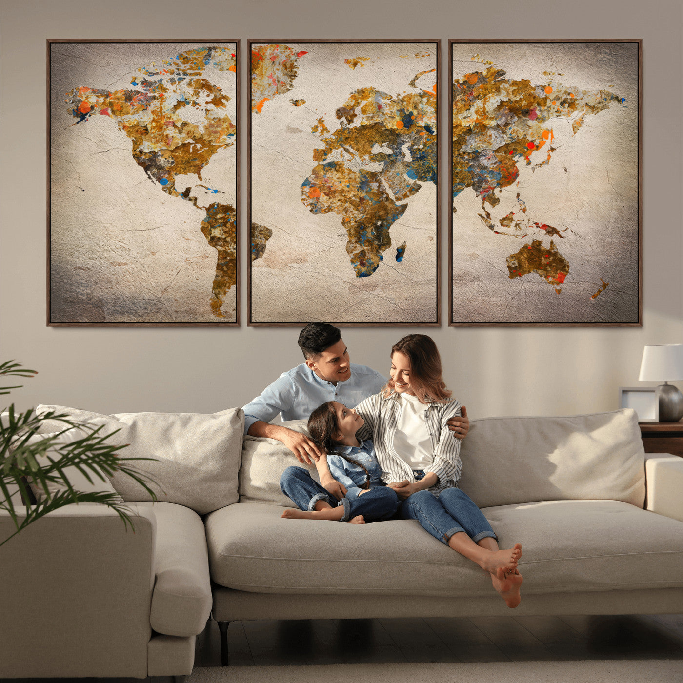 MGV-FC-60X30-3P - Push Pin World Map Canvas Print – Framed Wall Art for Couples to Track Their Travels – Anniversary