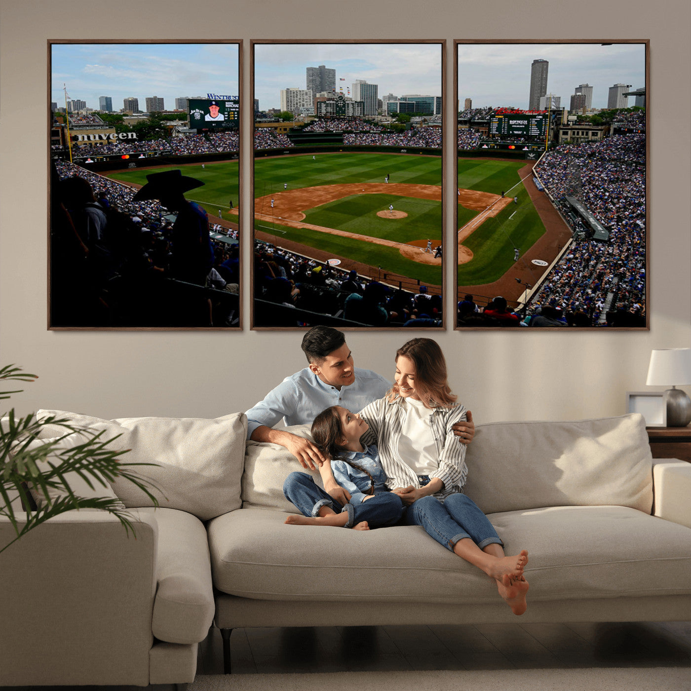 MGV-FC-60X30-3P - Chicago Cubs Baseball Team Print - Wrigley Field Stadium Wall Art Canvas Print