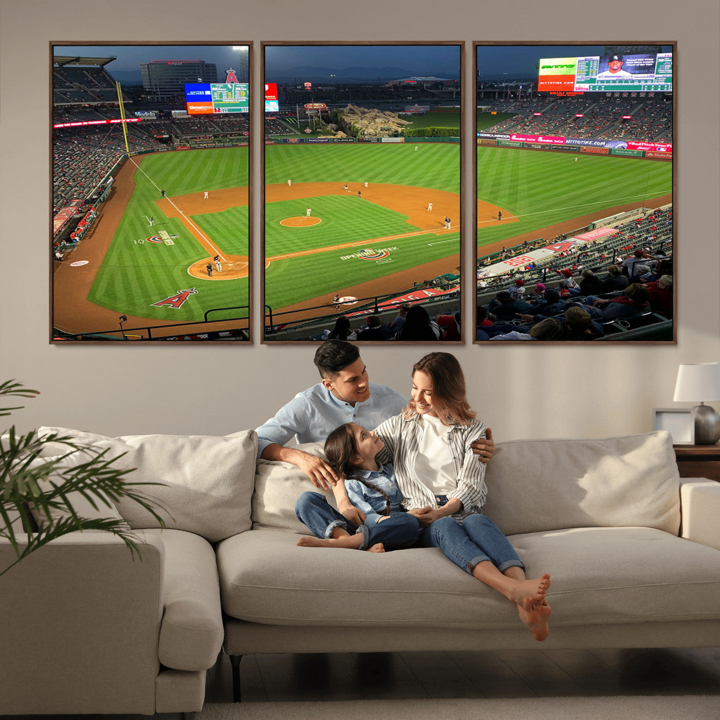 MGV-FC-60X30-3P - Angel Stadium Aerial View – Los Angeles Angels Baseball Canvas Print, Framed, Ready to Hang