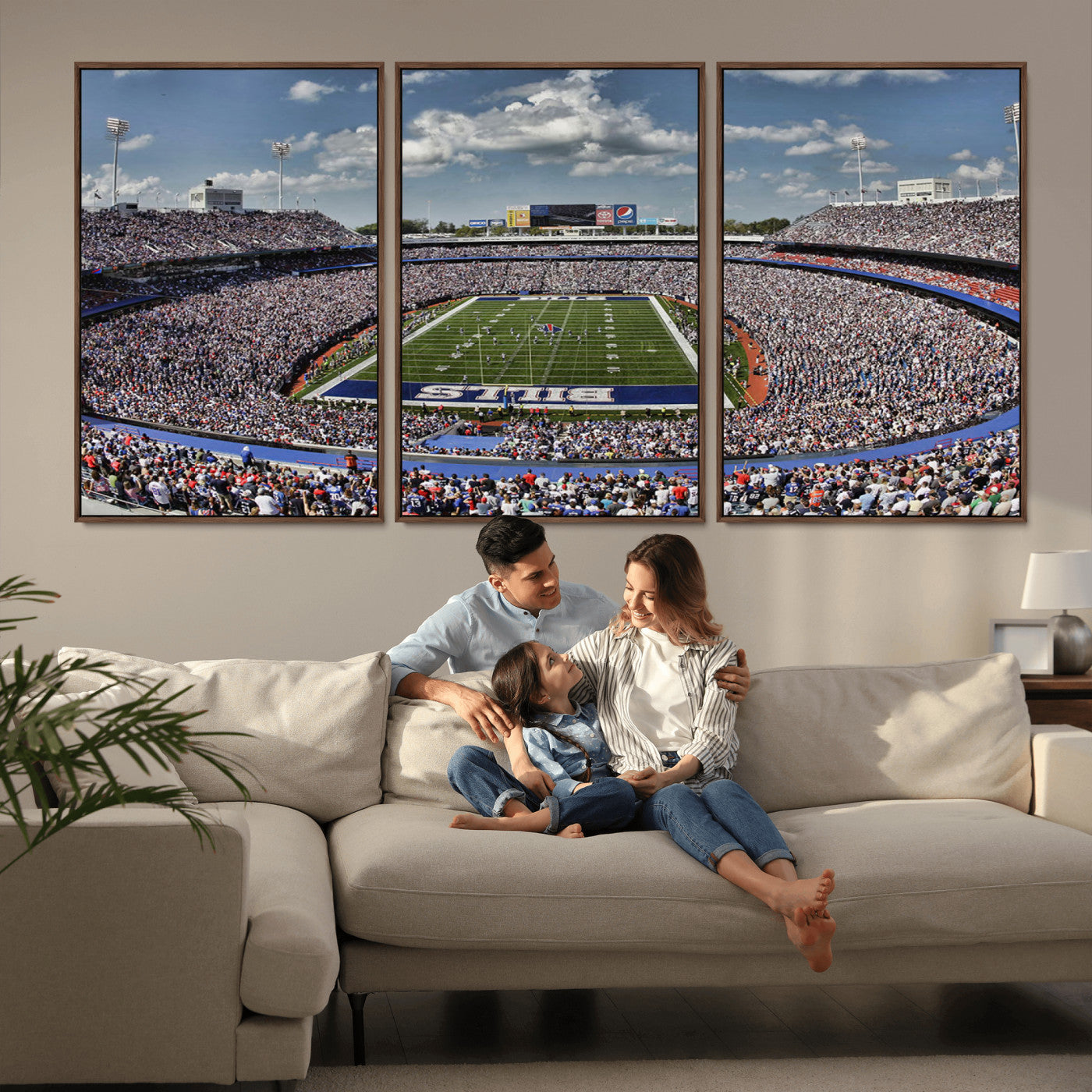 MGV-FC-60X30-3P - Buffalo Bills Highmark Stadium Wall Art Canvas Print - Bills Stadium Game Day Triple Canvas Wall Art - Buffalo Bills NFL Match
