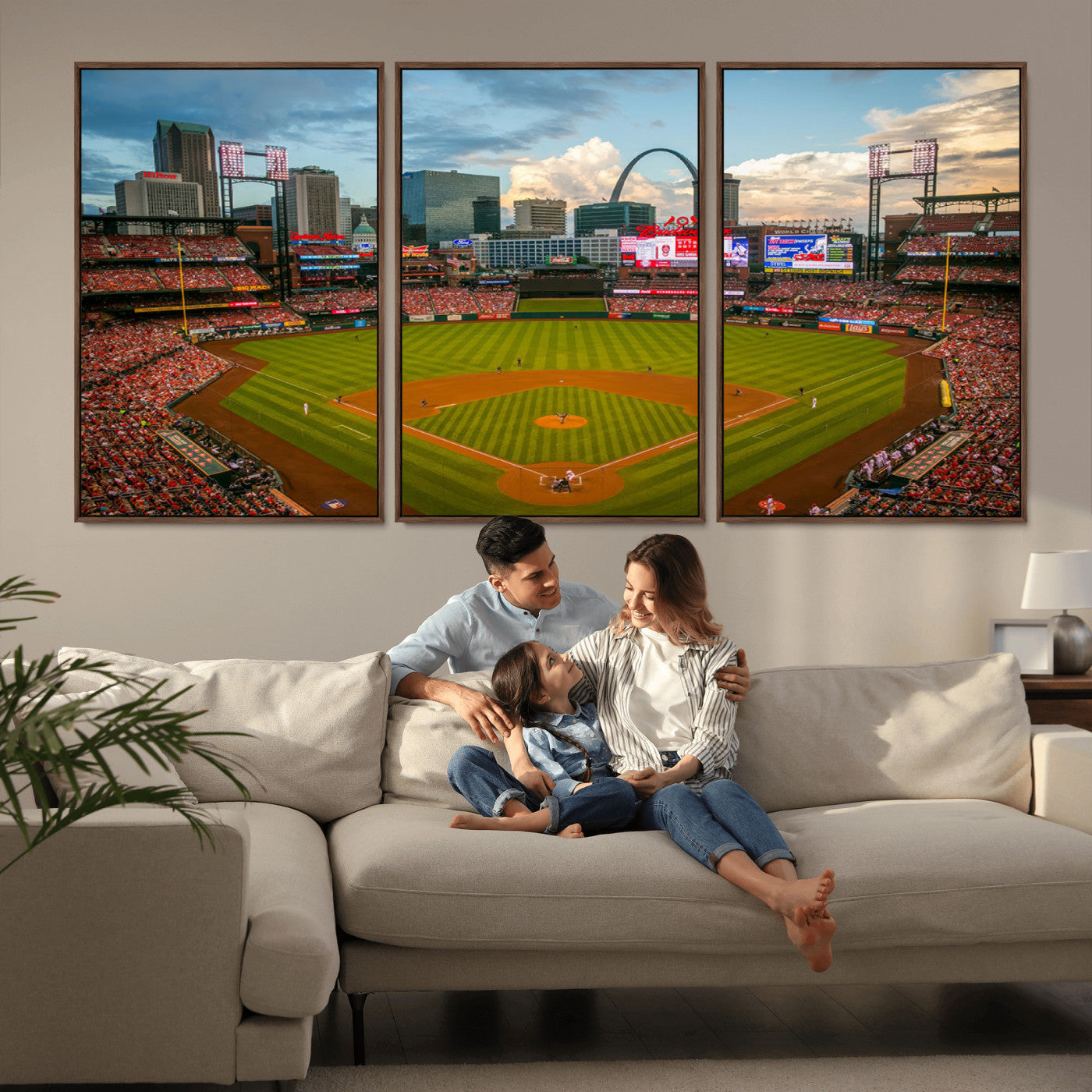 MGV-FC-60X30-3P - Busch Stadium Wall Art Print | St. Louis Cardinals Baseball Stadium Canvas Print | Framed Sports Decor for Living Room, Man Cave Decor