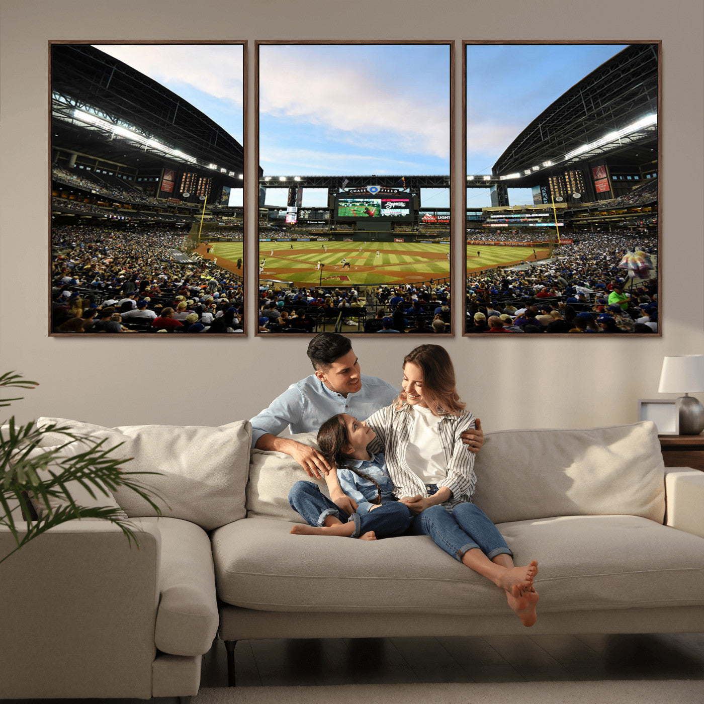MGV-FC-60X30-3P - Arizona Diamondbacks Baseball Team Print - Phoenix Chase Field Stadium Wall Art Canvas Print