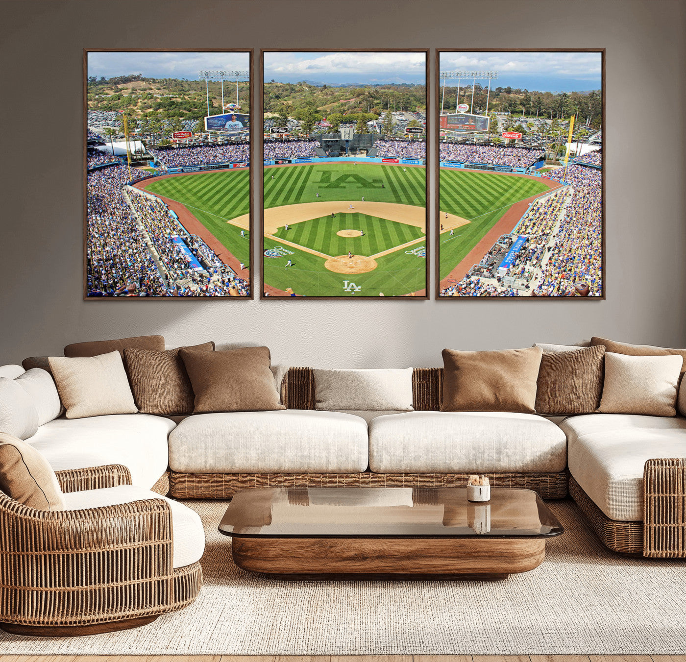MGV-FC-60X30-3P - Citi Field Wall Art Print | 3-Panel New York Mets Baseball Stadium Canvas Print | Framed Sports Decor for Living Room, Man Cave, or Office