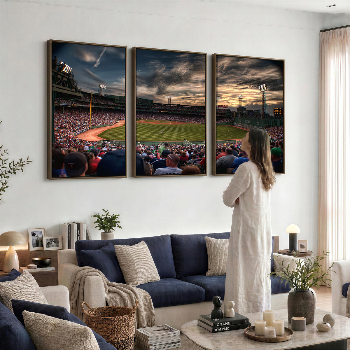 53432-MGV-CV-36X24 - Boston Red Sox Baseball Team Print, Massachusetts Fenway Park Stadium Wall Art Canvas Print