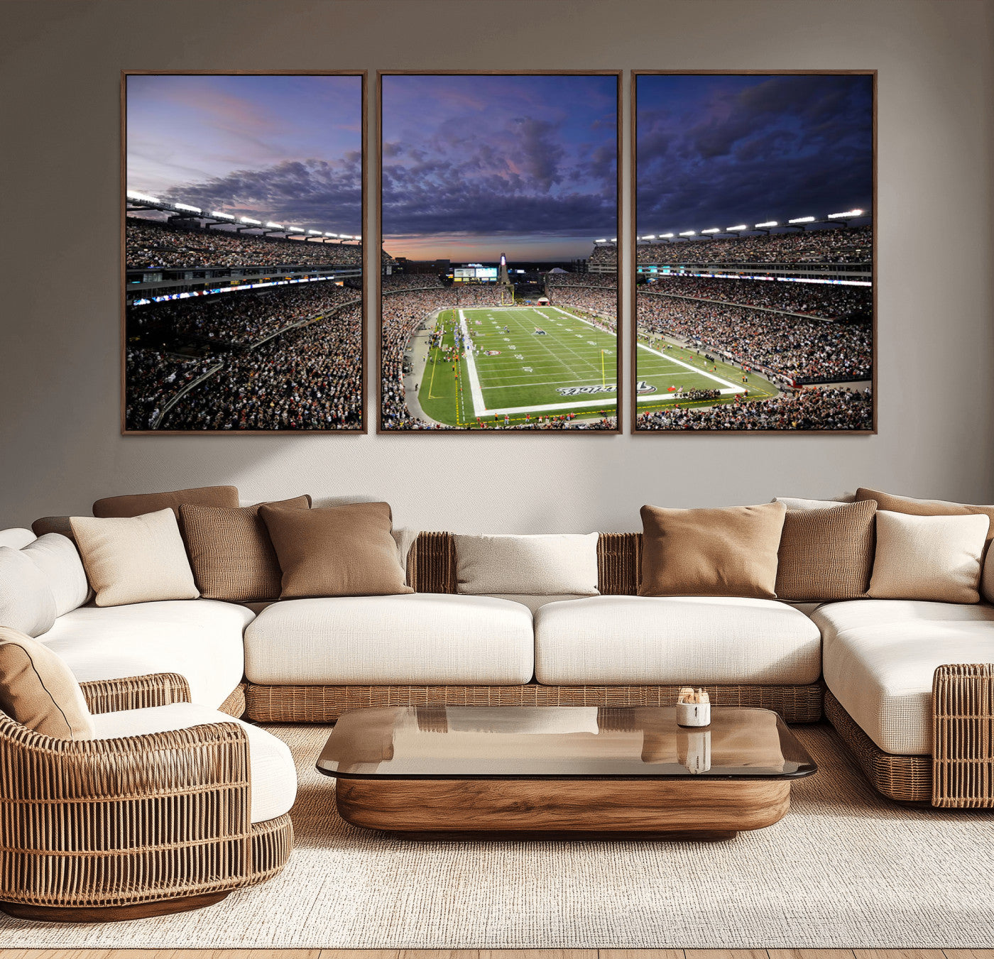 MGV-FC-60X30-3P - New England Patriots Football Team Print - Foxborough Gillette Stadium Wall Art Canvas Print