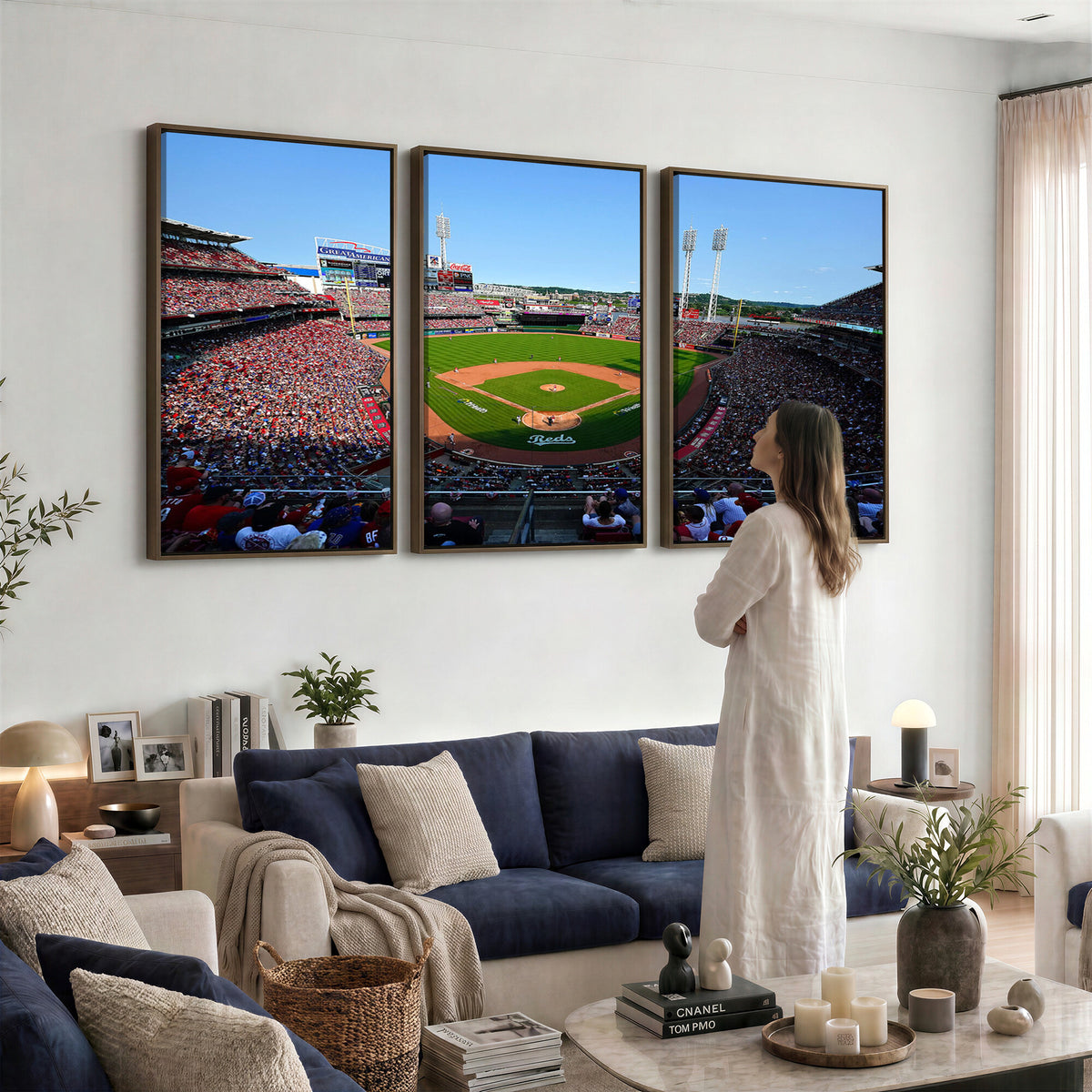 90998-MGV-CV-36X24 - Cincinnati Reds Baseball Canvas Print | Great American Ball Park Stadium Wall Art