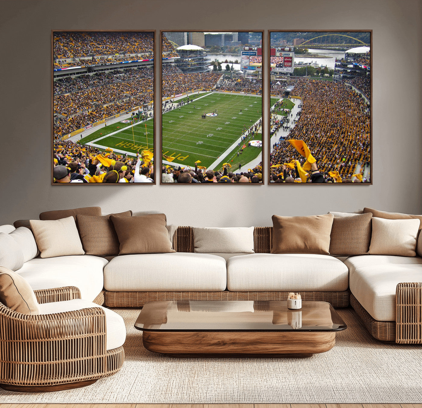 MGV-FC-60X30-3P - Pittsburgh Steelers Football Team Print - Pittsburgh Heinz Field Stadium Wall Art Canvas Print
