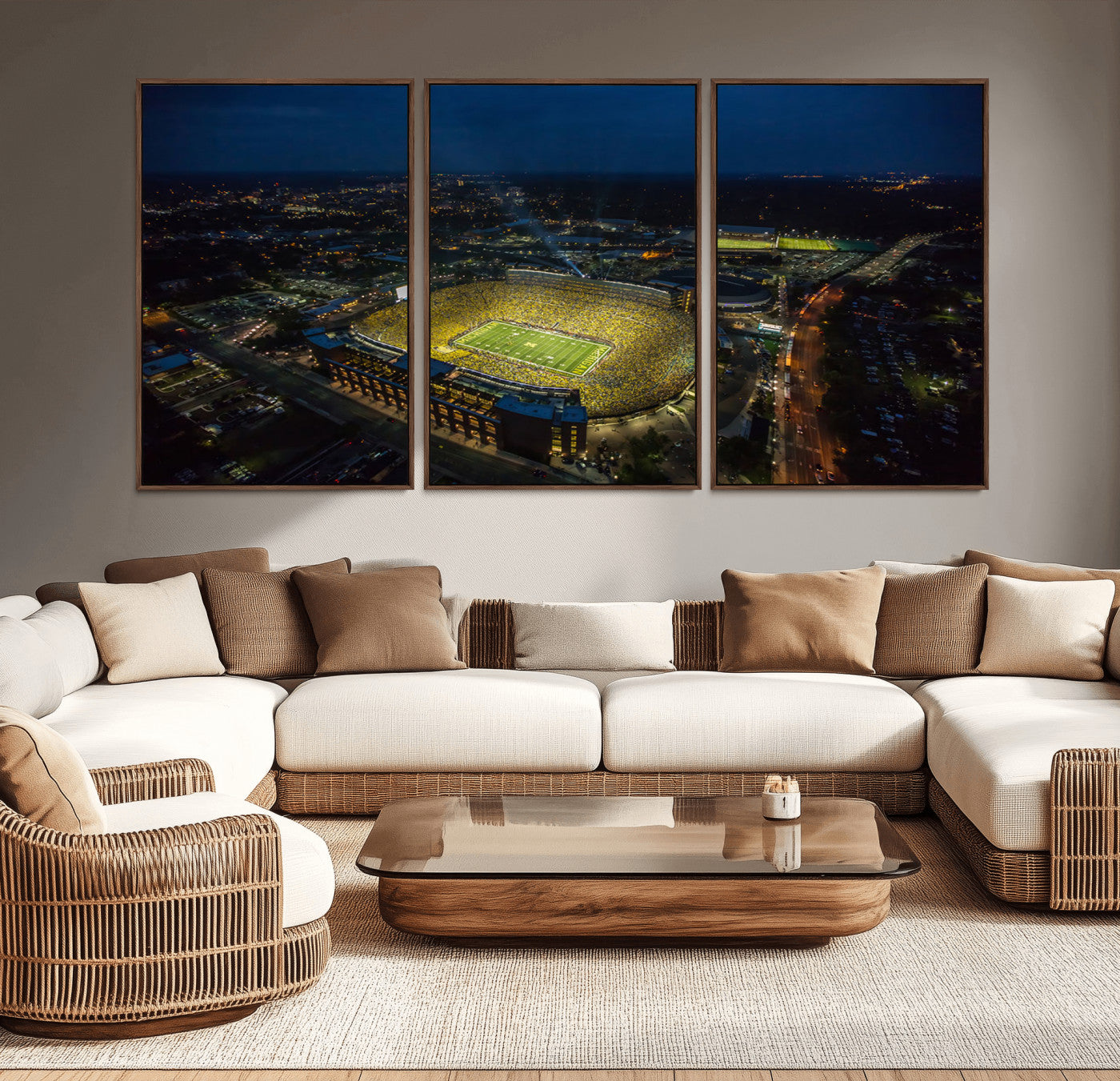MGV-FC-60X30-3P - Michigan Wolverines Football Team Print - Michigan Stadium Wall Art Canvas Print