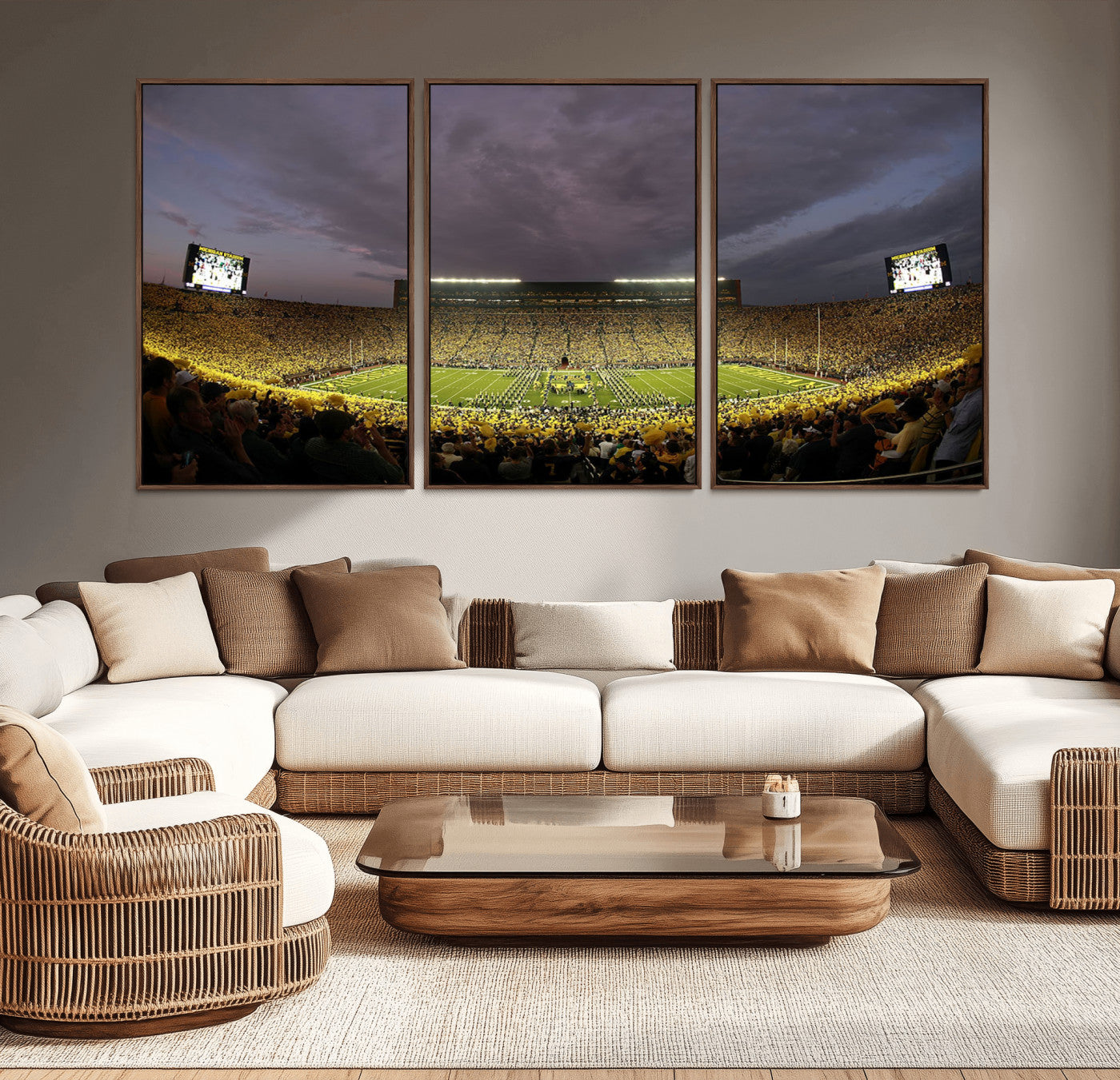 MGV-FC-60X30-3P - Michigan Wolverines Football Team Print - Michigan Stadium Wall Art Canvas Print