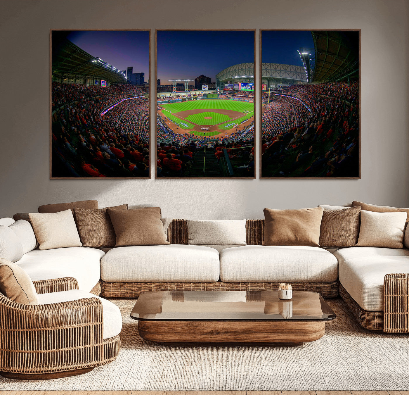 MGV-FC-60X30-3P - Houston Astros Baseball Team Print - Houston Minute Maid Park Stadium Wall Art Canvas Print