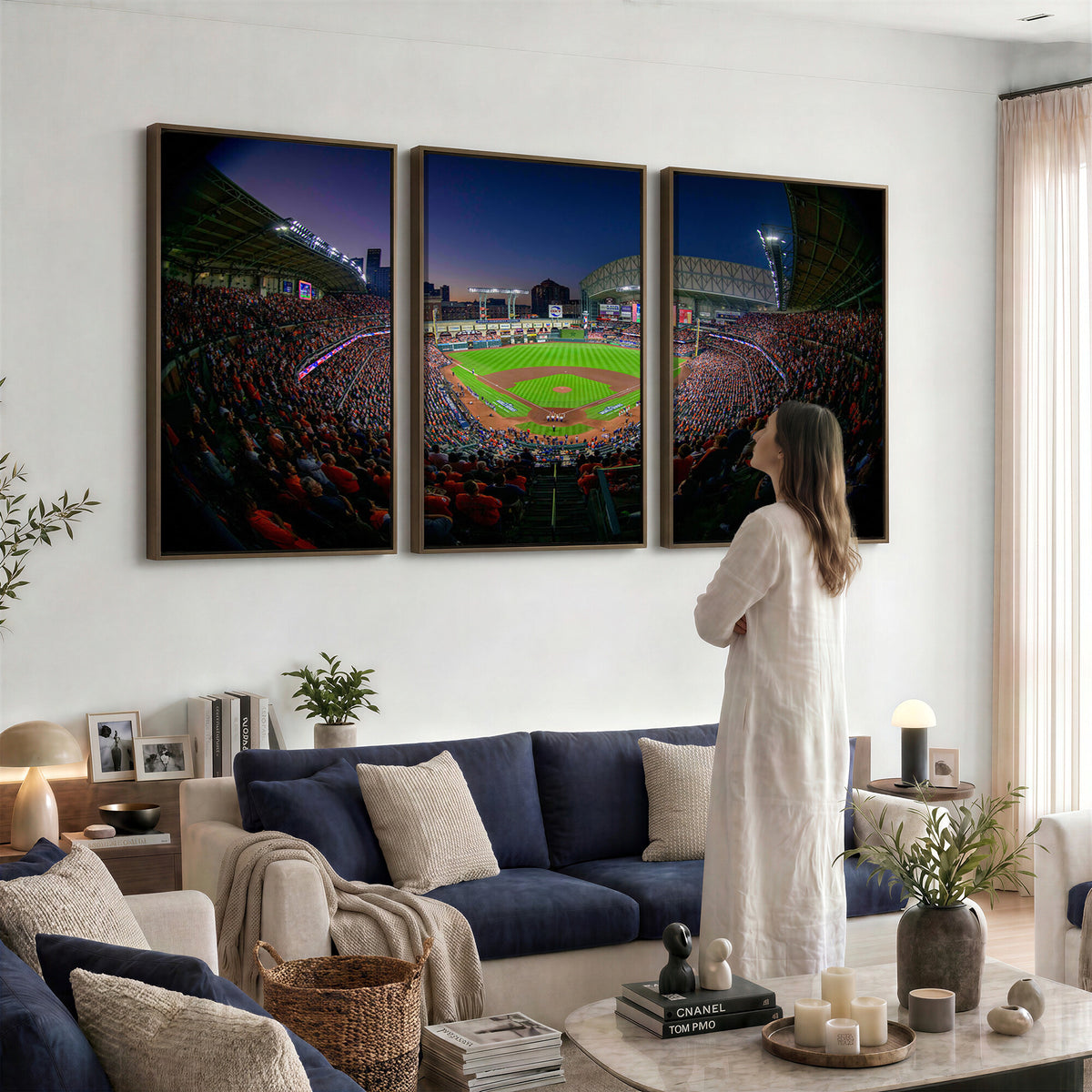 44322-MGV-CV-36X24 - Houston Astros Baseball Print Canvas, Houston Minute Maid Park Stadium Wall Art