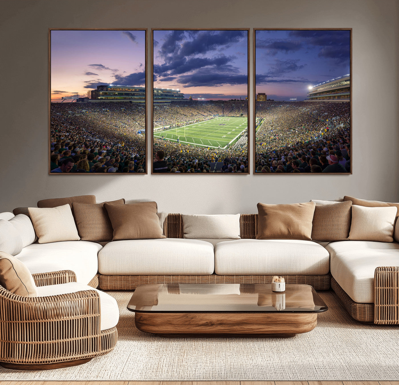 MGV-FC-60X30-3P - Notre Dame Fighting Irish Football Team Print - Notre Dame Stadium Wall Art Canvas Print