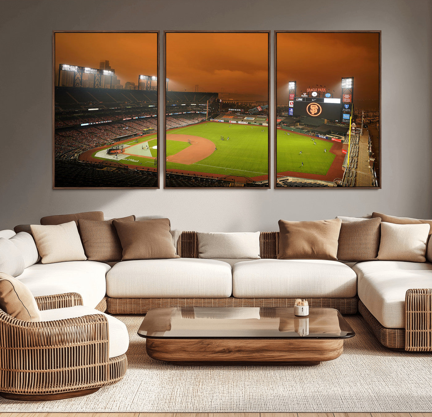 MGV-FC-60X30-3P - San Francisco Giants Baseball Team Print - Oracle Park Stadium Wall Art Canvas Print