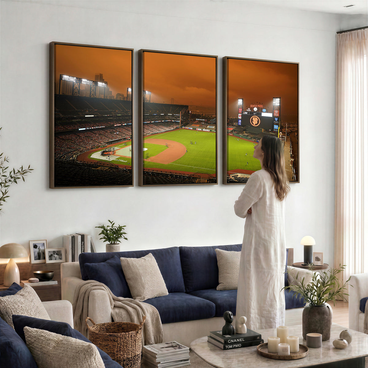 31315-MGV-CV-36X24 - San Francisco Giants Baseball Team Print, Oracle Park Stadium Wall Art Canvas Print