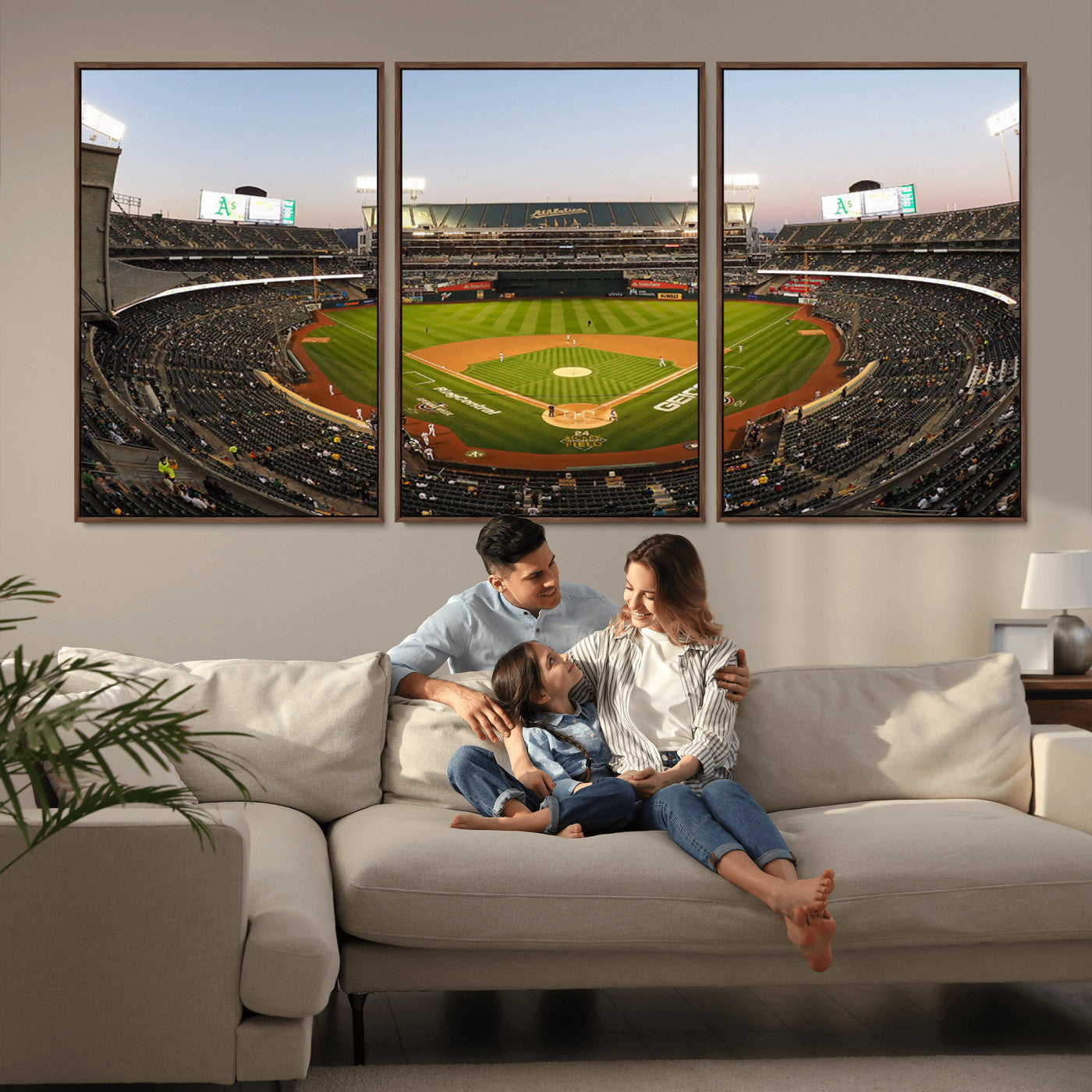 MGV-FC-60X30-3P - Oakland Athletics Baseball Team Print - RingCentral Coliseum Stadium Wall Art Canvas Print