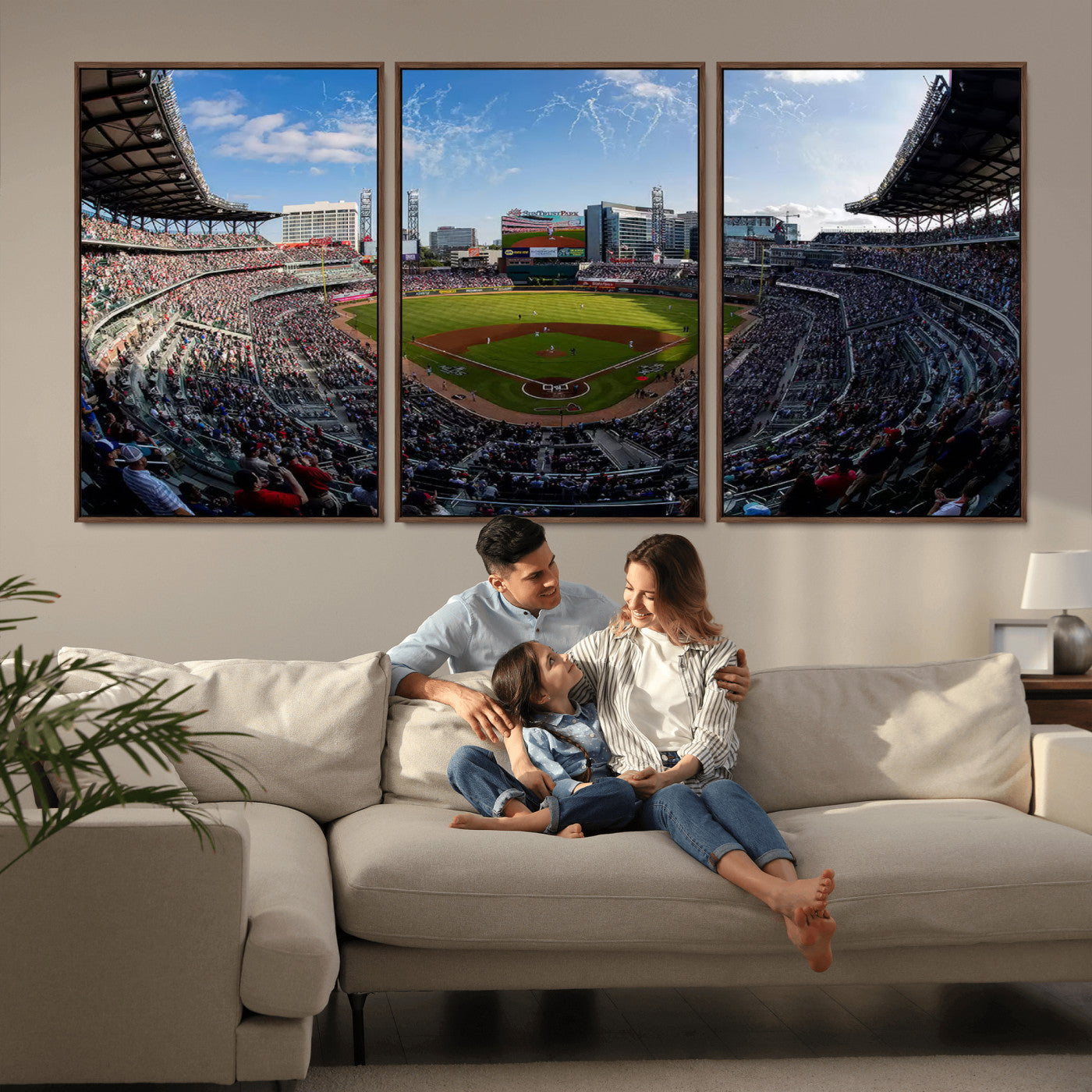 MGV-FC-60X30-3P - Truist Park Stadium Triple Canvas Wall Art - Atlanta Braves Game Day Exclusive Decor