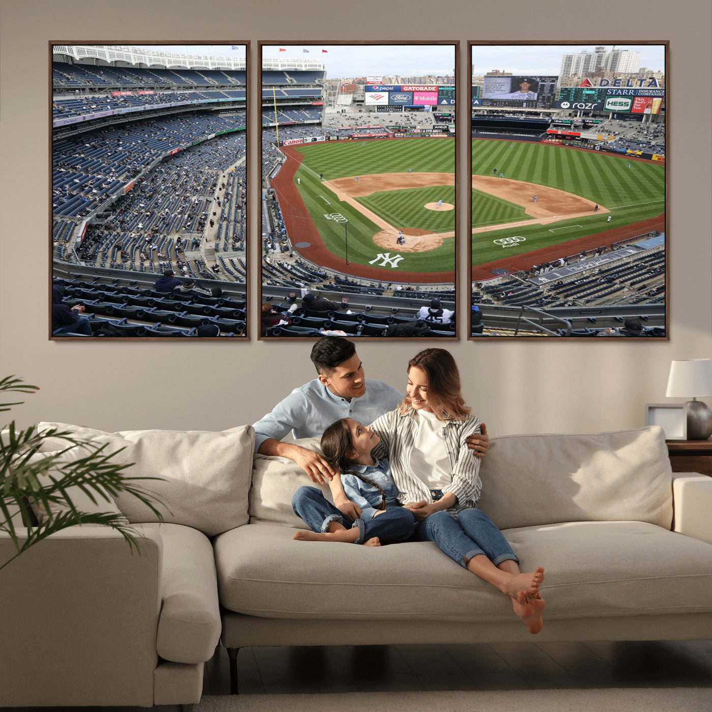 MGV-FC-60X30-3P - New York Yankees Baseball Team Print - Yankee Stadium Wall Art Canvas Print