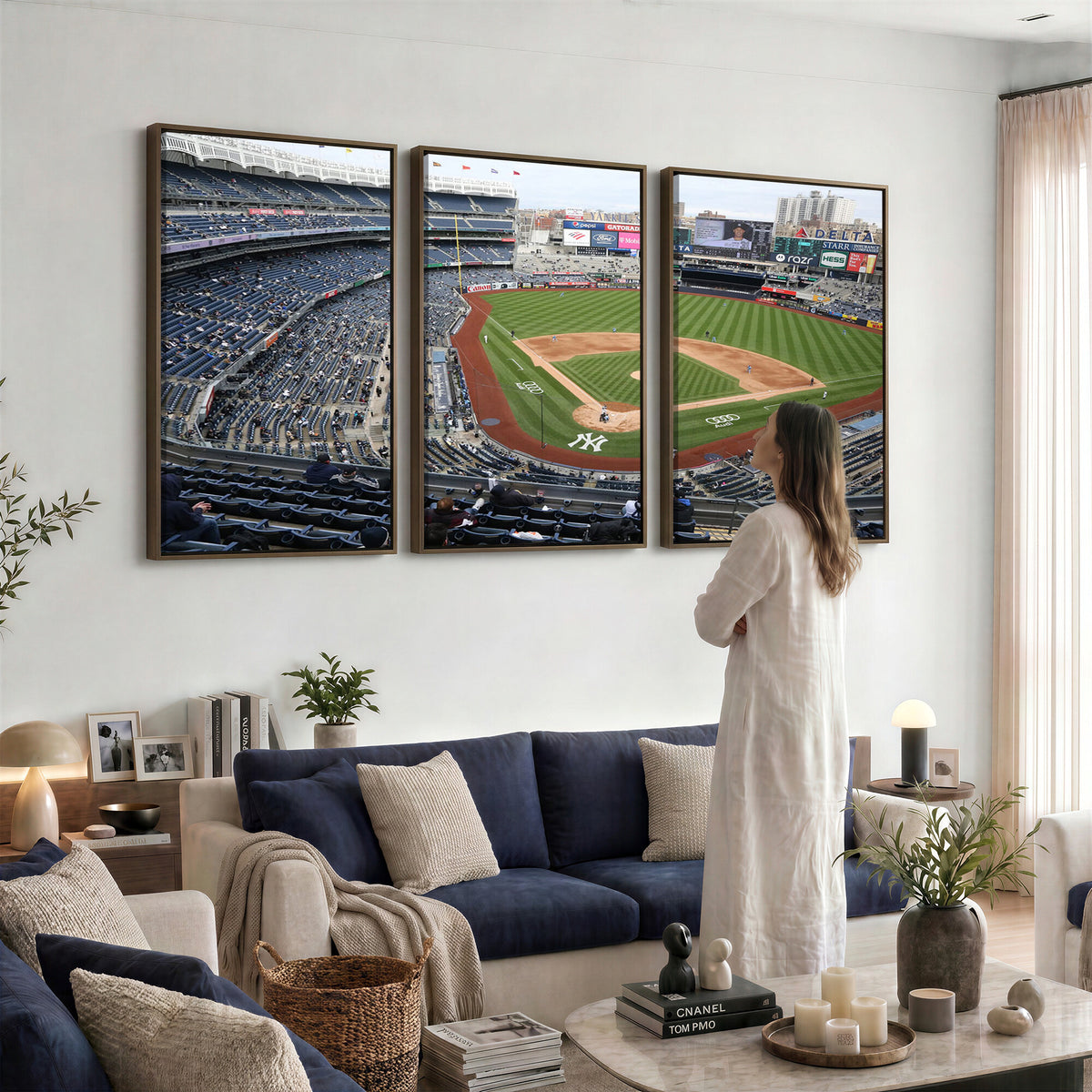 45784-MGV-CV-36X24 - New York Yankees Baseball Team Print, Yankee Stadium Wall Art Canvas Print