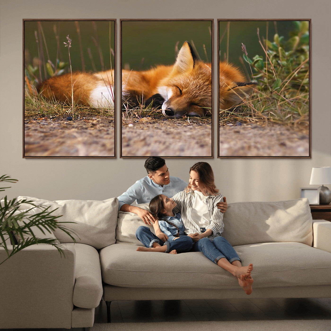 -Sleeping Fox Wall Art Canvas Print, Farmhouse Wall Decor and Animal Wall Art Print