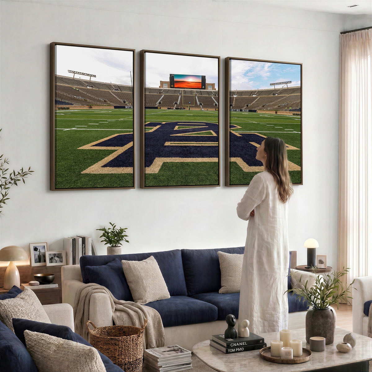 52835-MGV-CV-36X24 - Notre Dame Stadium Giclee Canvas Print | Triptych Wall Art Featuring Iconic Notre Dame Football