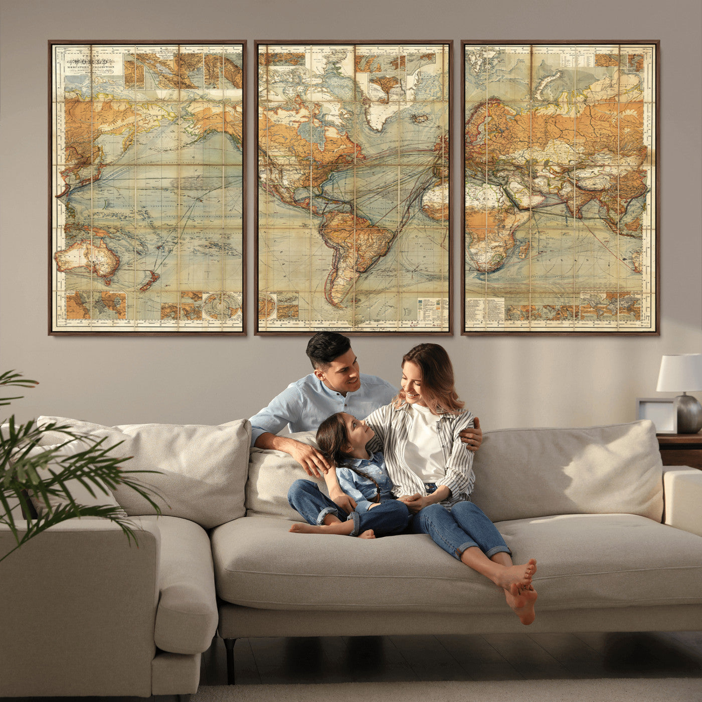 MGV-FC-60X30-3P - Push Pin World Map Canvas Print – Framed Wall Art for Couples to Track Their Travels – Anniversary