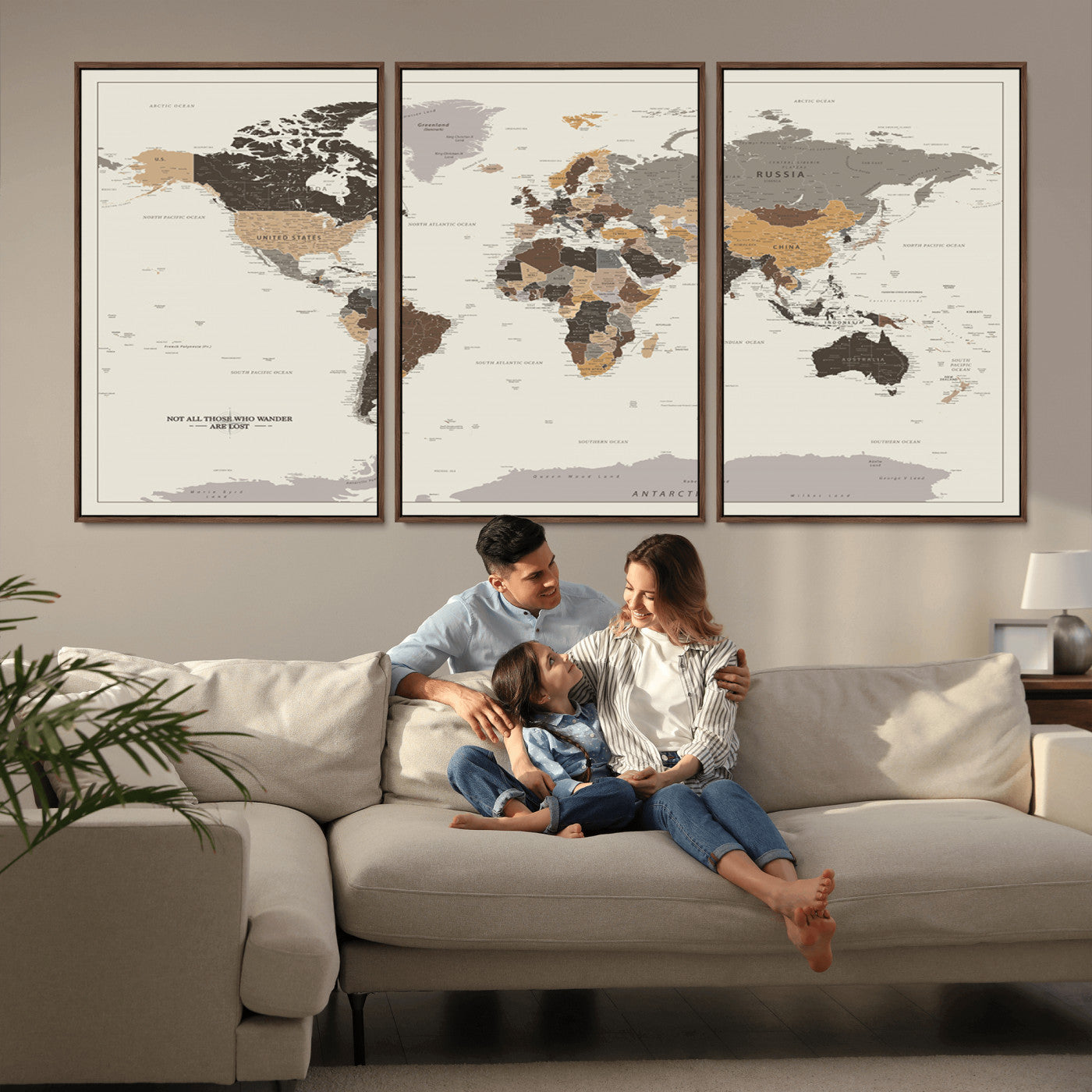 MGV-FC-60X30-3P - Push Pin World Map Canvas Print – Framed Wall Art for Couples to Track Their Travels – Anniversary
