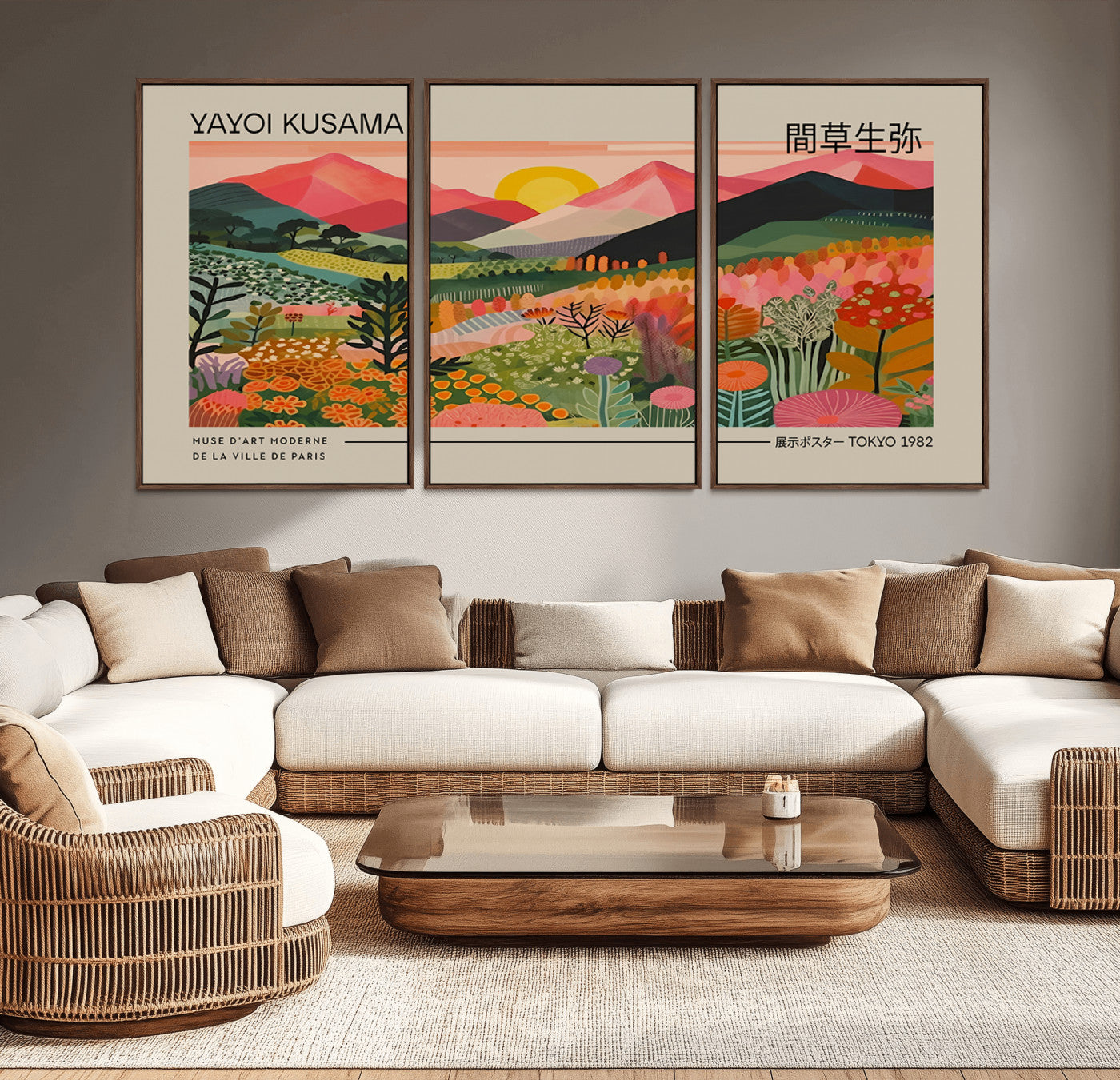 MGV-FC-60X30-3P - Yayoi Kusama 1986 Wall Art Print - Wabi Sabi Japanese Wall Art Print - Vibrant Abstract Landscape