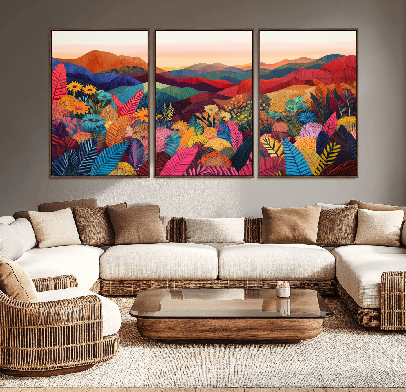 MGV-FC-60X30-3P - YAYOI KUSAMA Abstract Print - Landscape Canvas Wall Art Print - Vibrant Modern Decor for Living