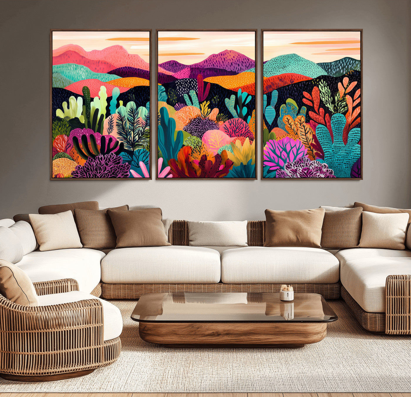 MGV-FC-60X30-3P - Abstract Kusama Print - Landscape Canvas Wall Art Print - Vibrant Modern Decor for Living Room,