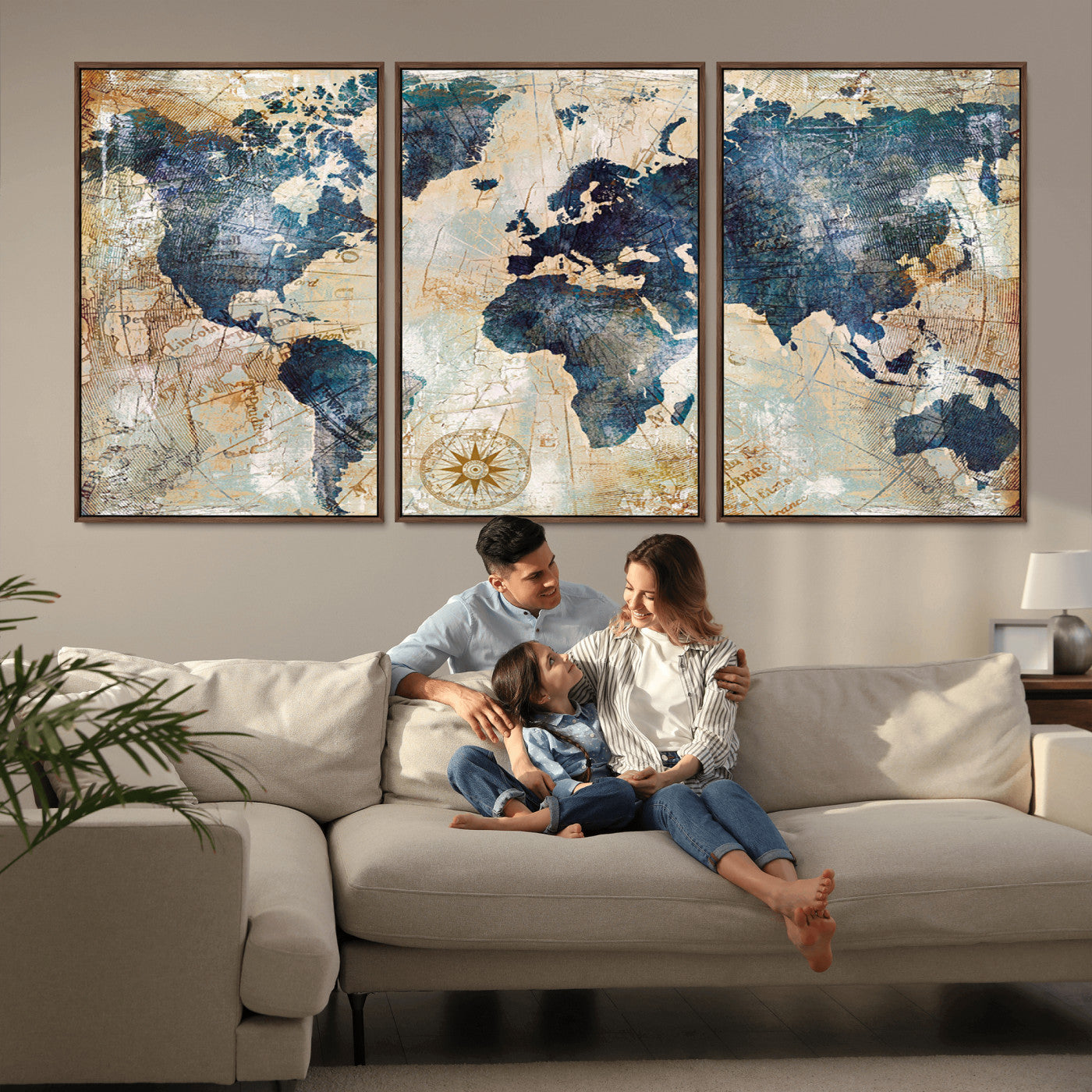 MGV-FC-60X30-3P - Push Pin World Map Canvas Print – Framed Wall Art for Couples to Track Their Travels – Anniversary