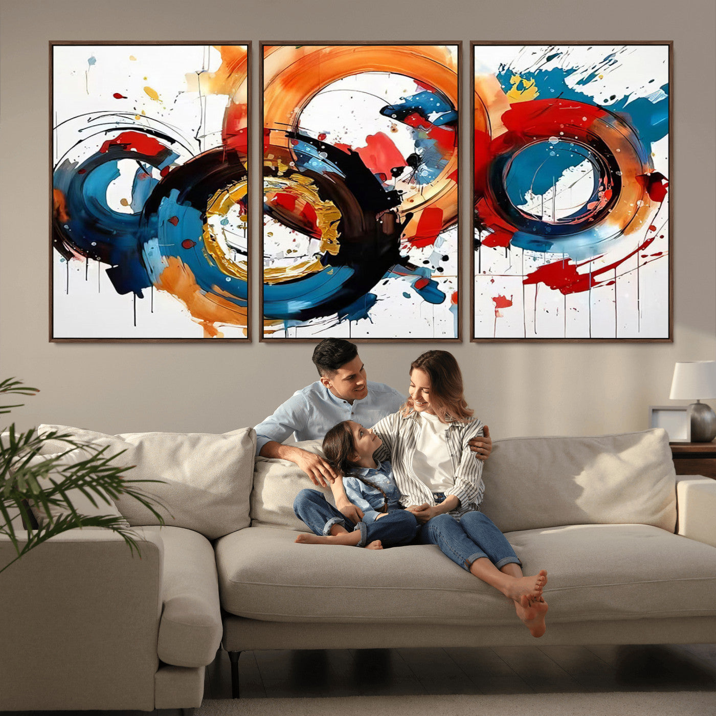MGV-FC-60X30-3P - Abstract Wall Art, Rings Wall Art Canvas Print