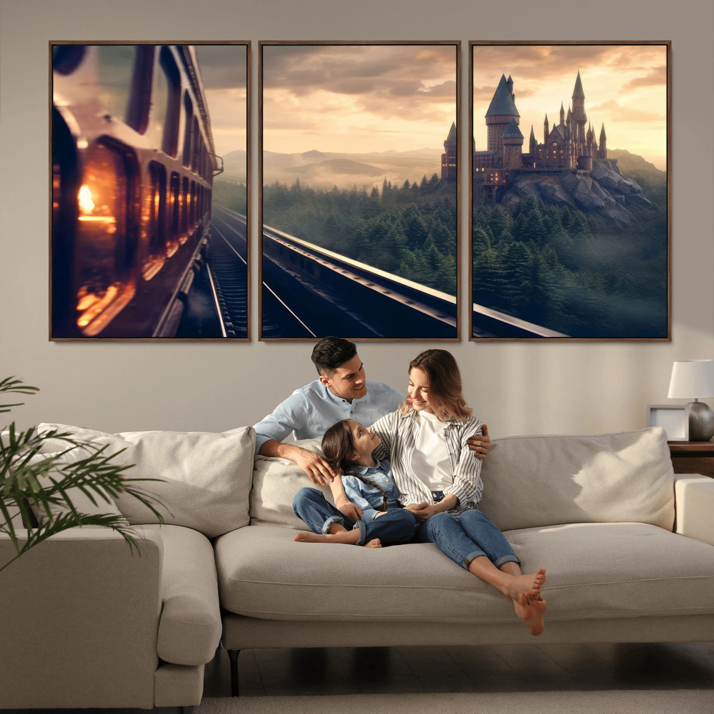 MGV-FC-60X30-3P - Harry Castle Wall Art Canvas Print, Wizard School Wall Art Print, Movie Wall Art Print