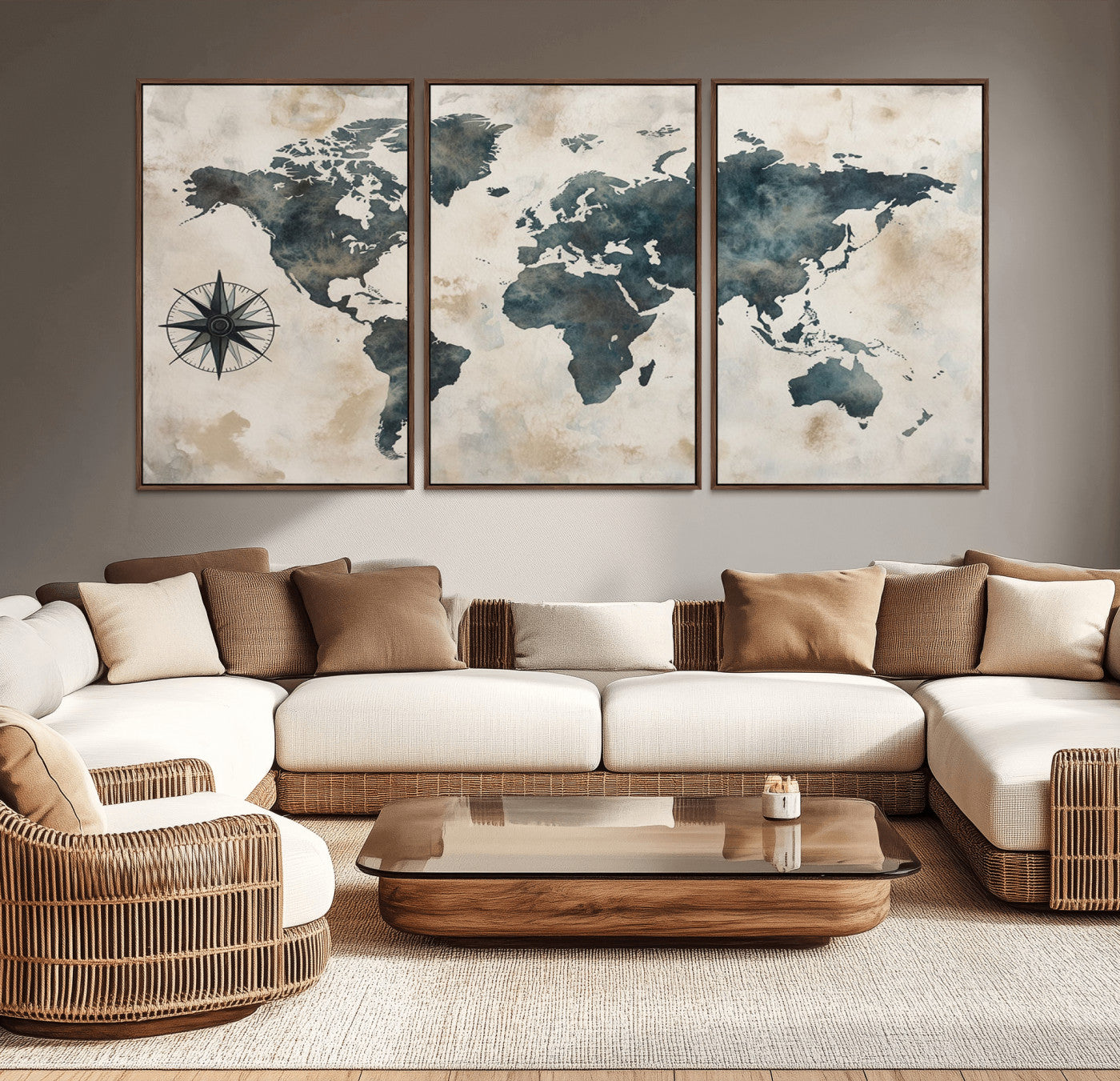 MGV-FC-60X30-3P - Push Pin World Map Canvas Print – Framed Wall Art for Couples to Track Their Travels – Anniversary
