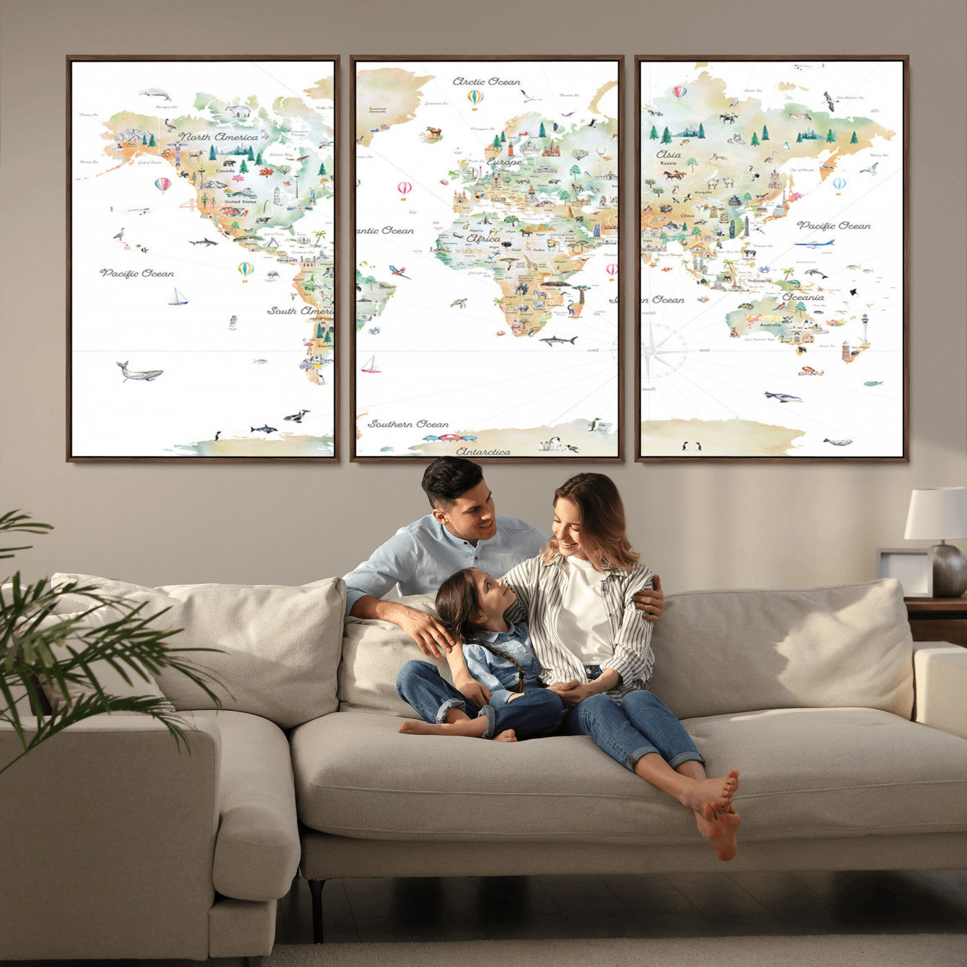 MGV-FC-60X30-3P - Push Pin World Map Canvas Print – Framed Wall Art for Couples to Track Their Travels – Anniversary
