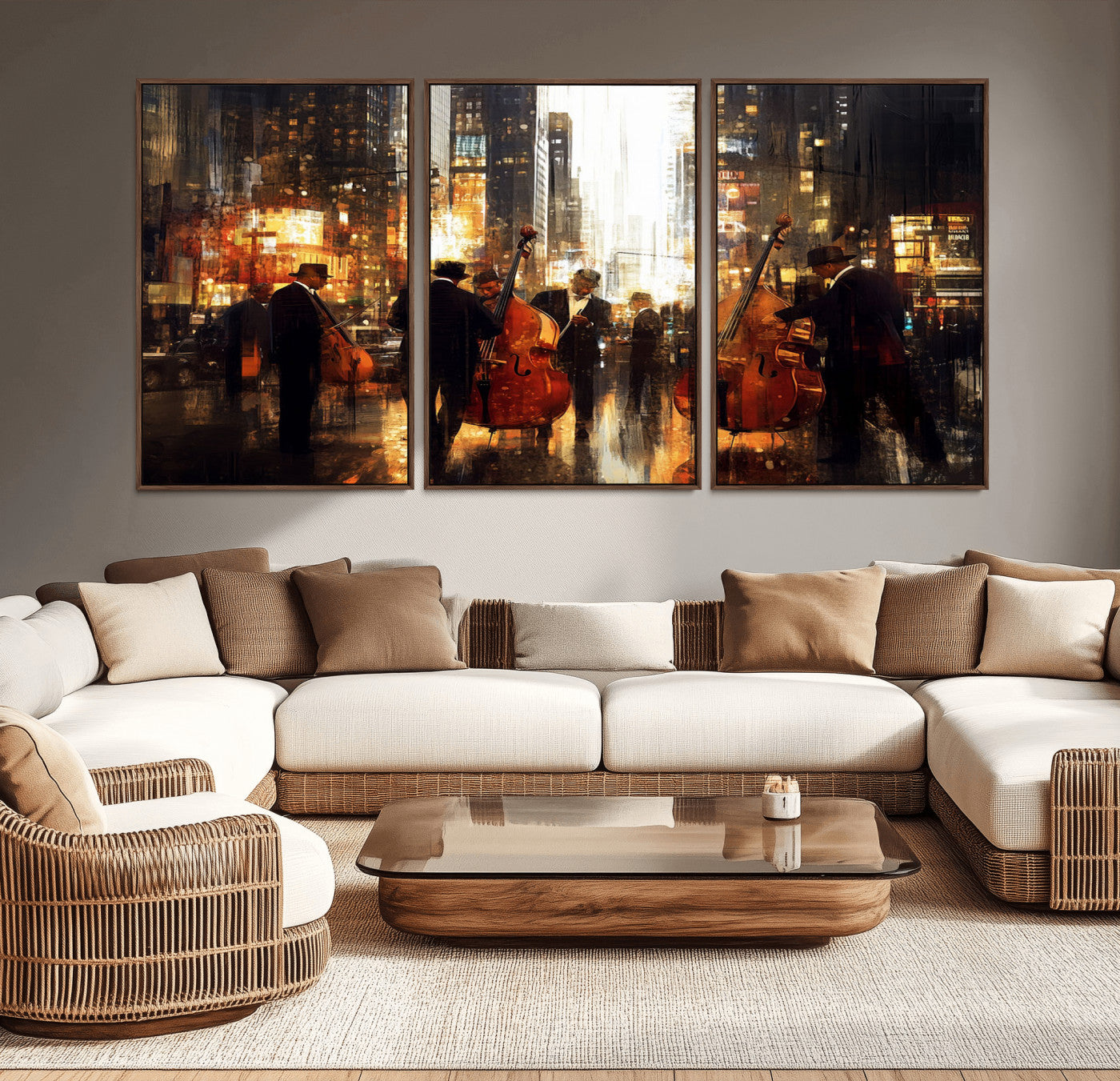 MGV-FC-60X30-3P - Abstract Jazz Art Wall Art Canvas Print - Framed Abstract Music Canvas - Colorful Instrument Poster