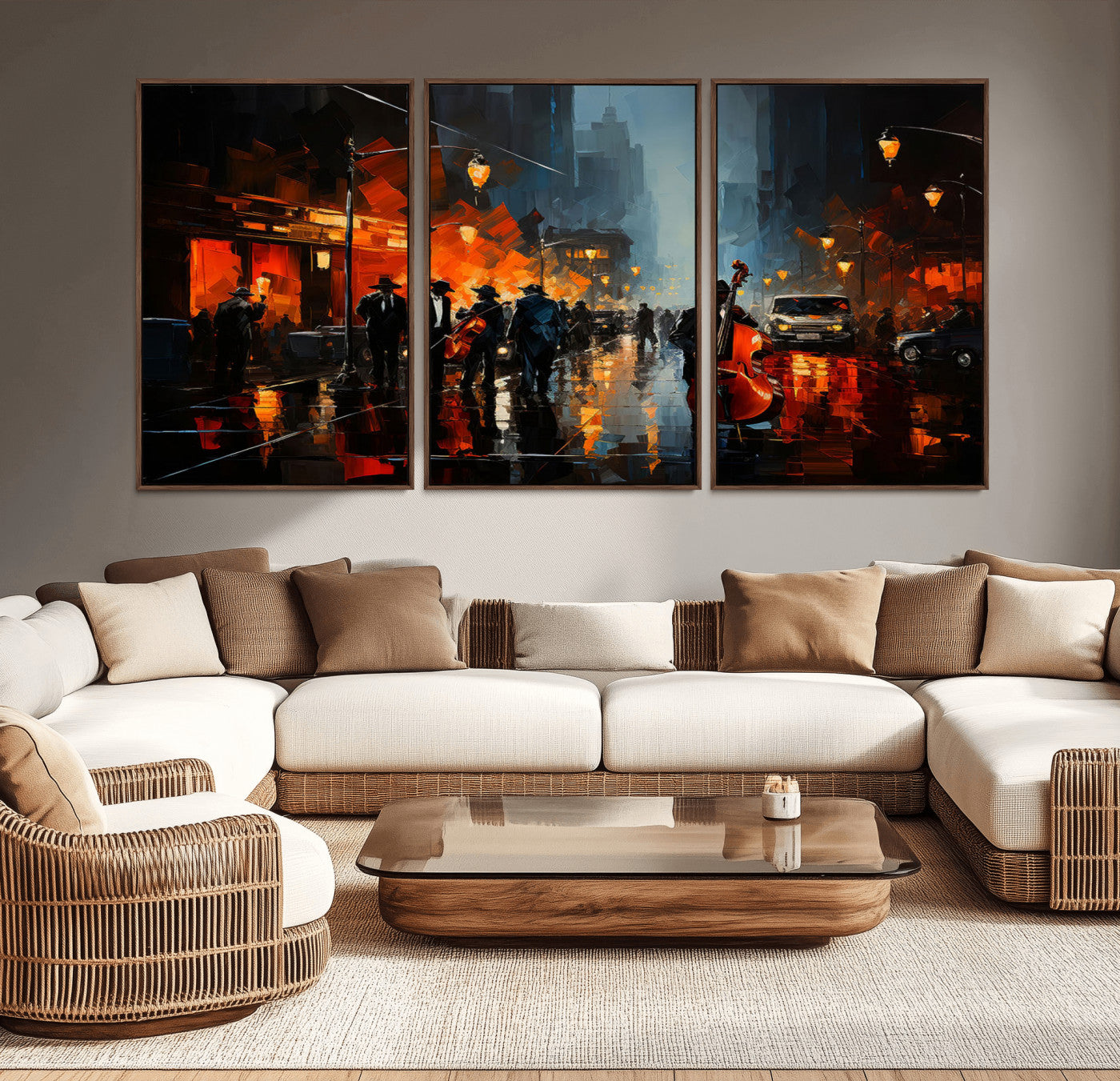 MGV-FC-60X30-3P - Winston Porter Jazz Wall Art - African American Music Canvas - Abstract Colorful Music Art - Framed