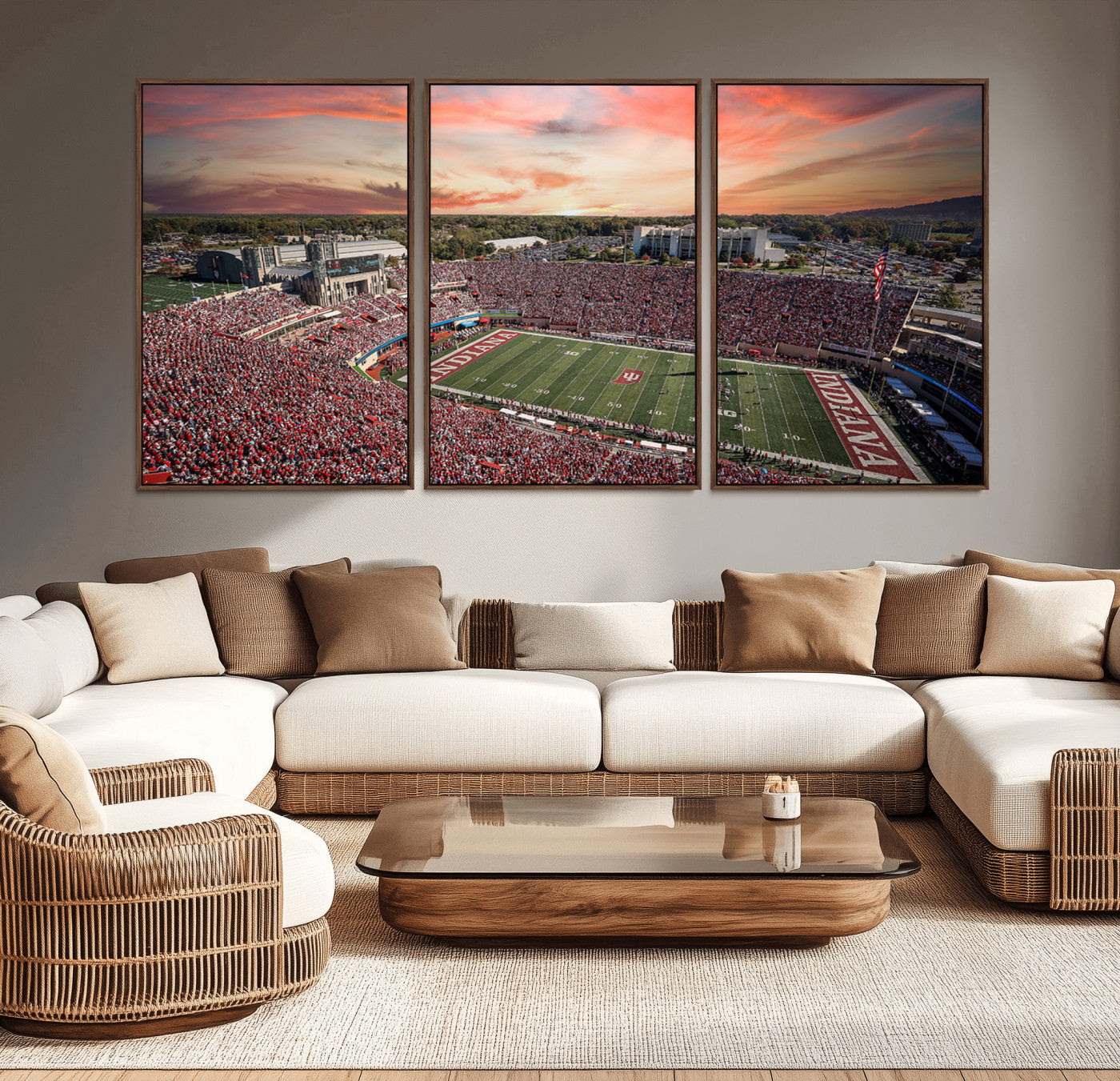 MGV-FC-60X30-3P - Indiana Memorial Stadium Wall Art Canvas Print, Framed Studium Canvas Art, Indiana Memorial Stadium