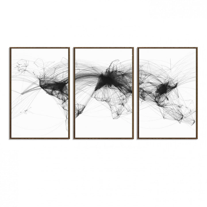 The Flight Routes Air Traffic canvas wall art, framed and ready to hang, is perfect for aviation enthusiasts.