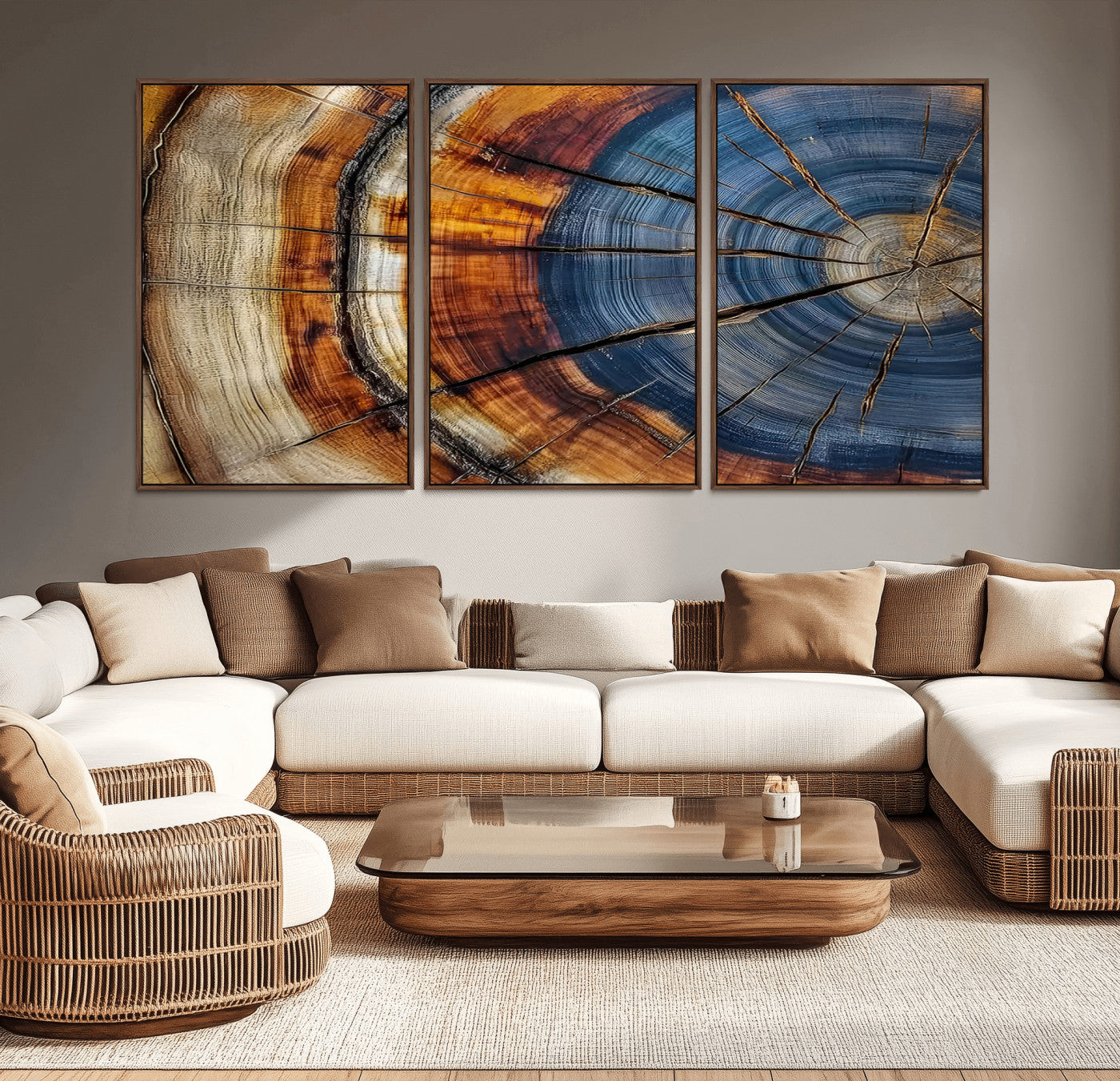 18032999-MGV-CV-30X20-Wood Grain Canvas Wall Art - Framed Abstract Tree Ring Framed Wall Art, Wood Grain Canvas Wall Decor, Minimalist Home Canvas Art