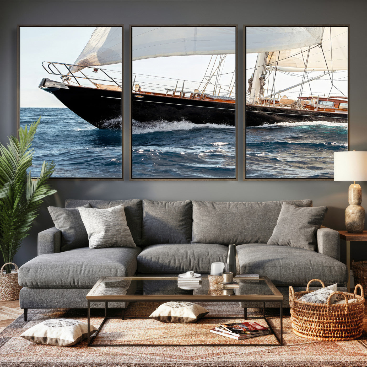 97168626-MGV-CV-36X24 - Boat Yacht Wall Art – Ocean Waves & Sailing Adventure Canvas Print, Nautical Elegance & Marine Journey for Living Room or Luxury Decor