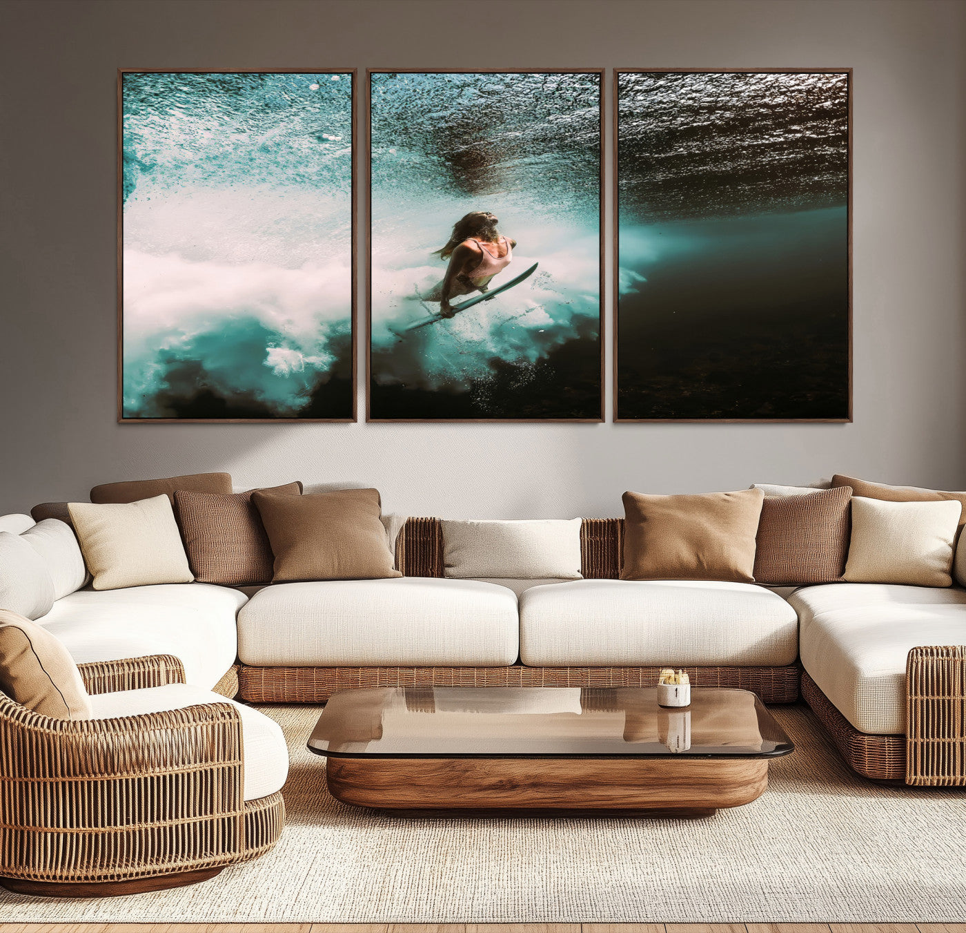 85923512-MGV-CV-40X27-Vibrant Aquatic Motion Wall Art Canvas Print – Framed Underwater Swimming Scene Artwork for Home, Office Decor