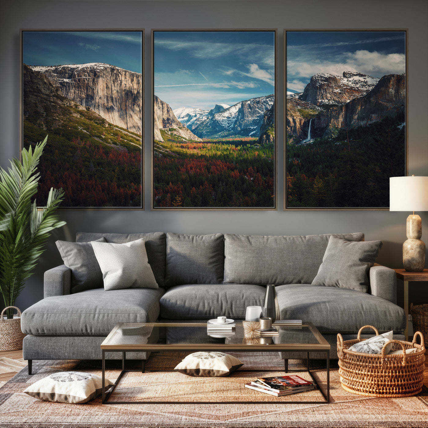 15244033-MGV-CV-36X24 - Yosemite National Park Wall Art – Framed Mountain Landscape El Capitan Canvas Print Scenic Decor for Home, Office Decor