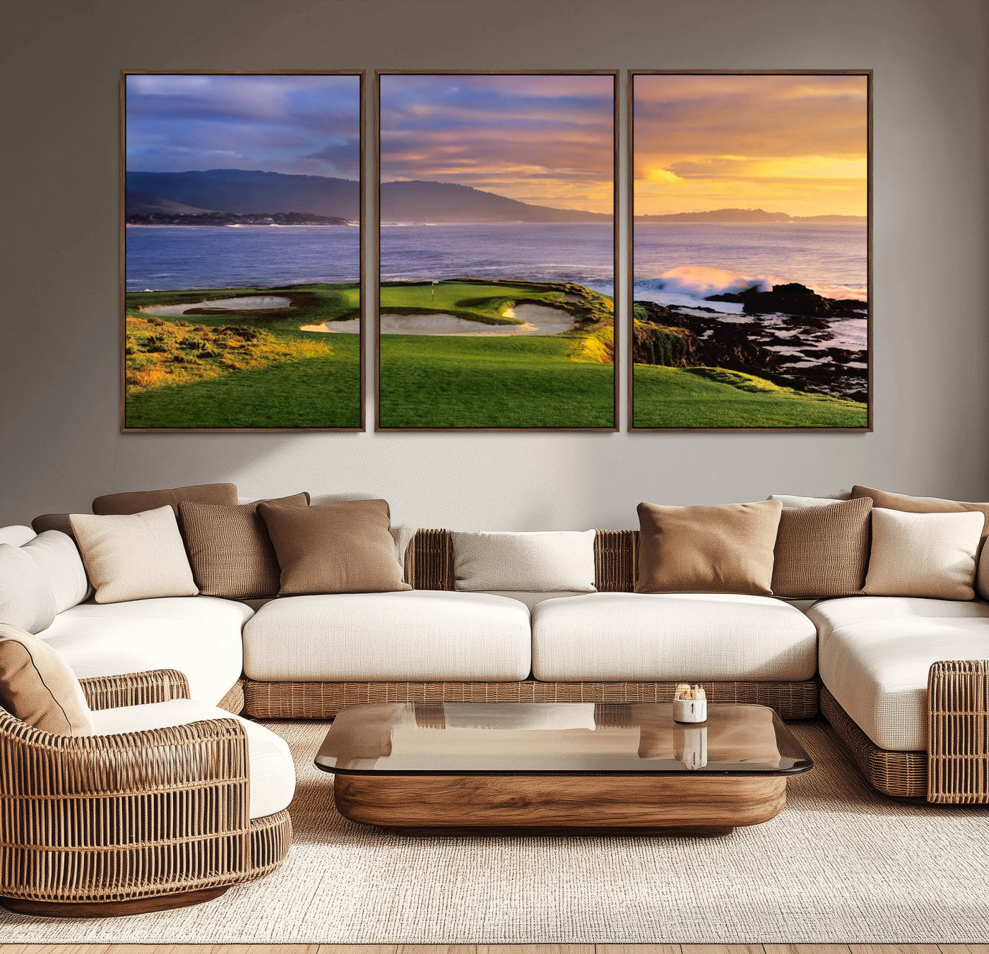 73699248-MGV-CV-36X24-Pebble Beach Golf Links Wall Art Canvas Print – Iconic Coastal Golf Course Artwork, Perfect for Office, Man Cave, or Golf Lover’s Decor