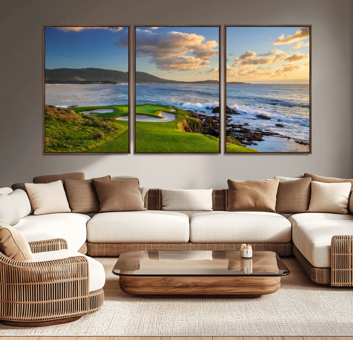 50107048-MGV-CV-36X24-Pebble Beach Golf Links Wall Art Canvas Print – Iconic Coastal Golf Course Artwork, Perfect for Office, Man Cave, or Golf Lover’s Decor
