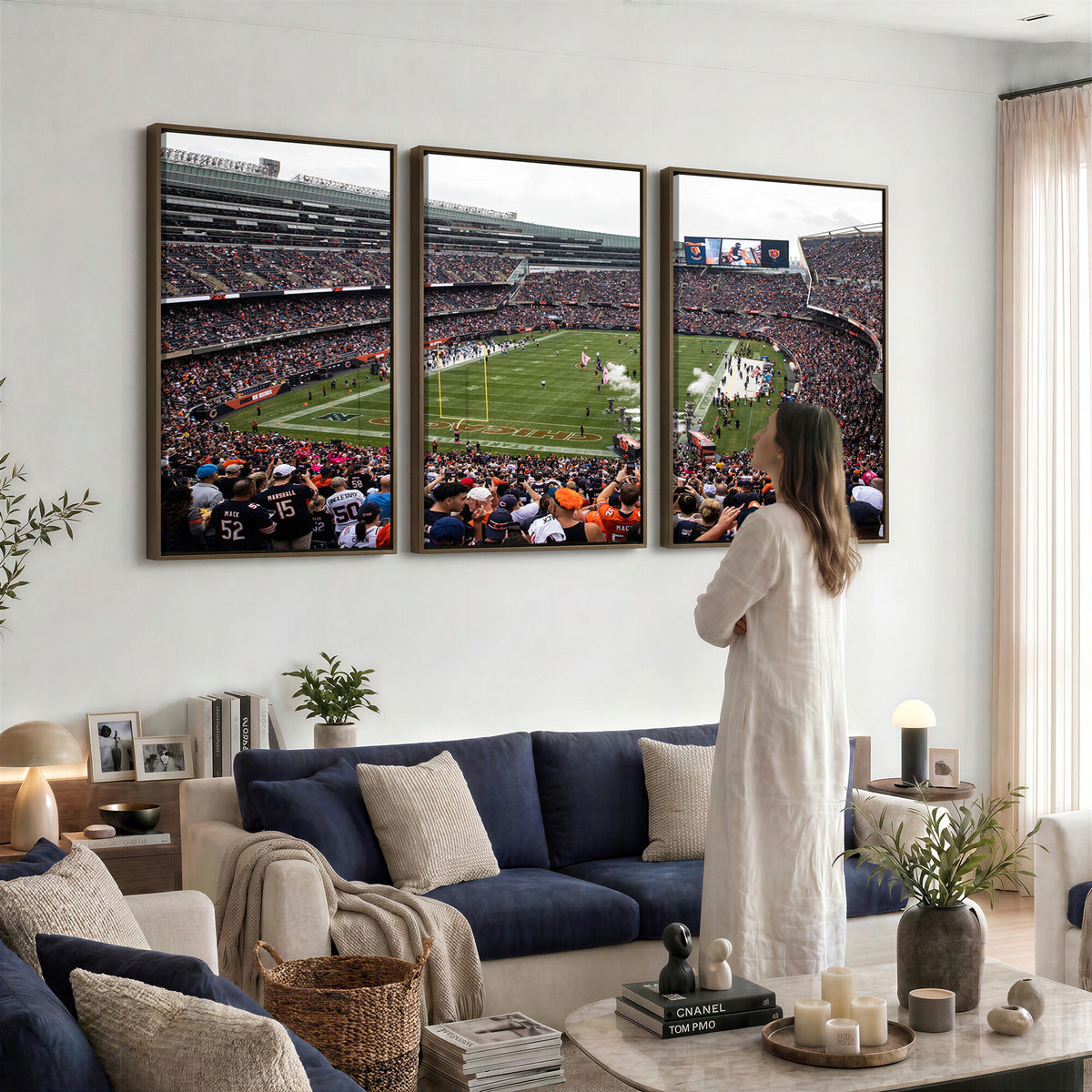 18347149-MGV-CV-36X24 - Chicago Bears Soldier Field Wall Art Canvas Print – Framed Football Stadium Artwork Team Spirit for home, office