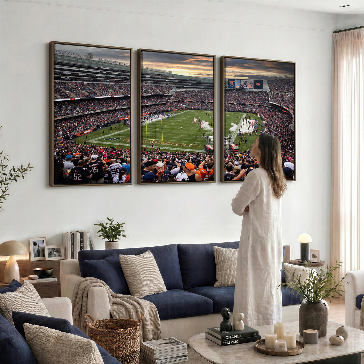 87578930-PAN-FL-20X10 - Chicago Bears Soldiers Field Wall Art Canvas Print, Home Bar Wall Decor
