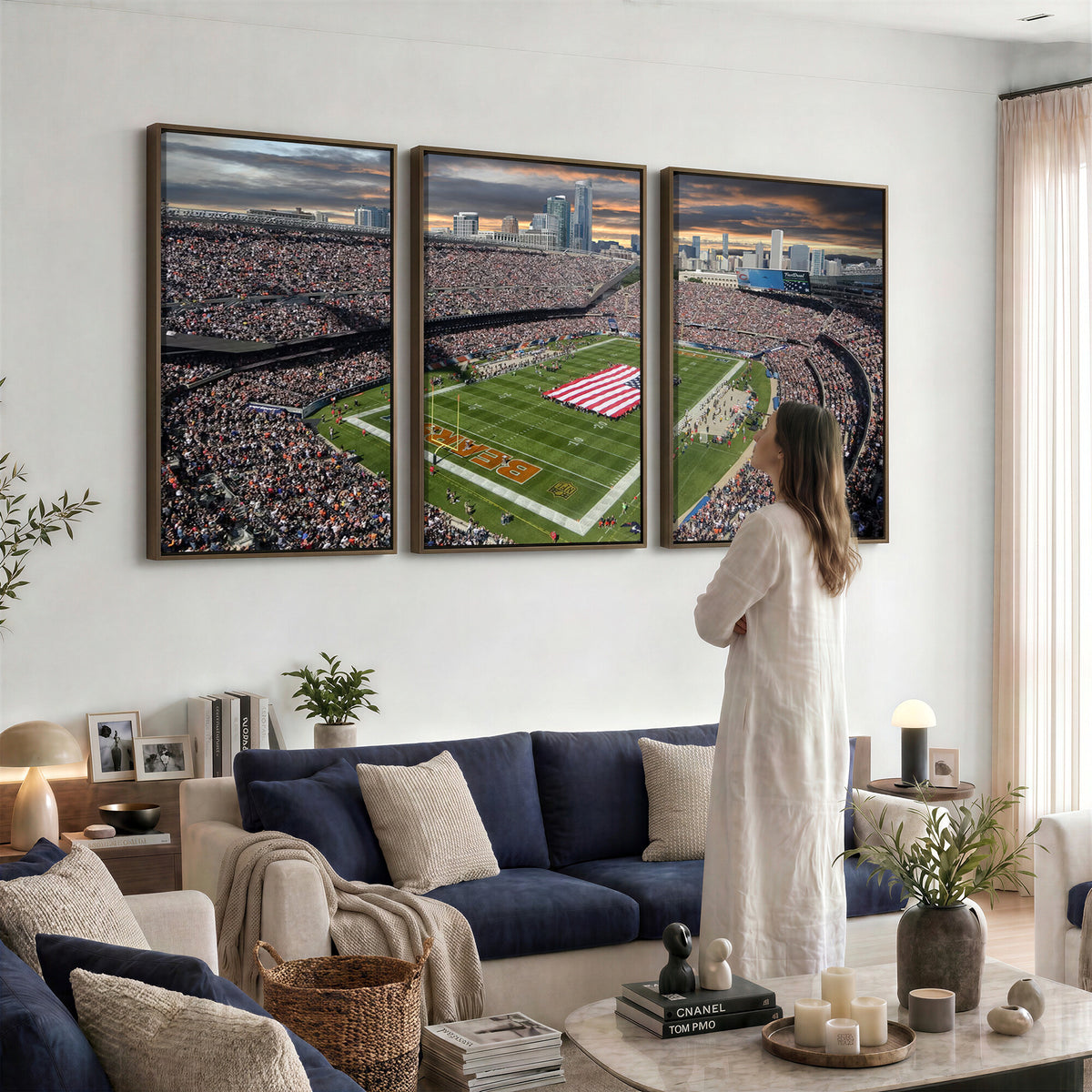 98106777-PAN-FL-20X10 - Chicago Bears Soldiers Field Wall Art Canvas Print, Extra Large Game Room Wall Decor
