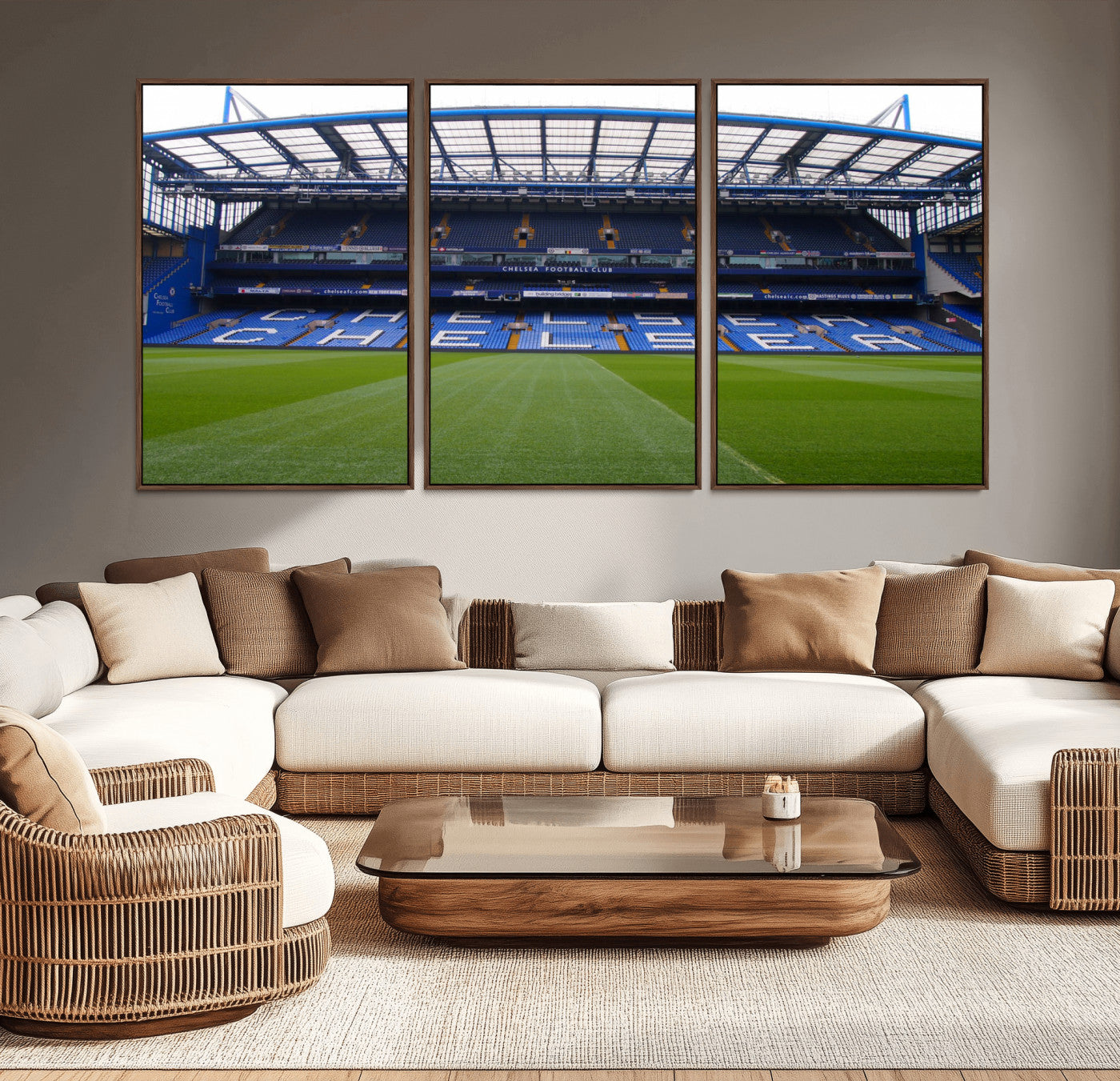 38616413CHELSA-MGV-CV-36X24-Stamford Bridge Chelsea Football Stadium Canvas Wall Art Print – Immersive Stadium Experience for Soccer Fans – Ready to Hang
