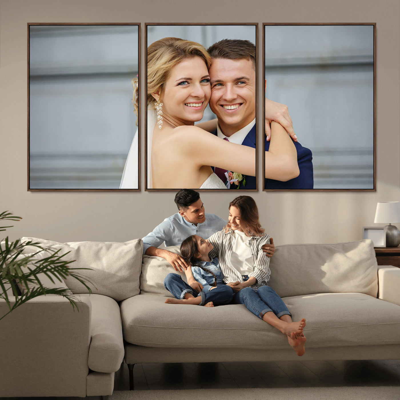 MGV-FC-60X30-3P - Create Your Own Photo Framed Canvas Print - Custom Personalized Wall Art Print for Gift