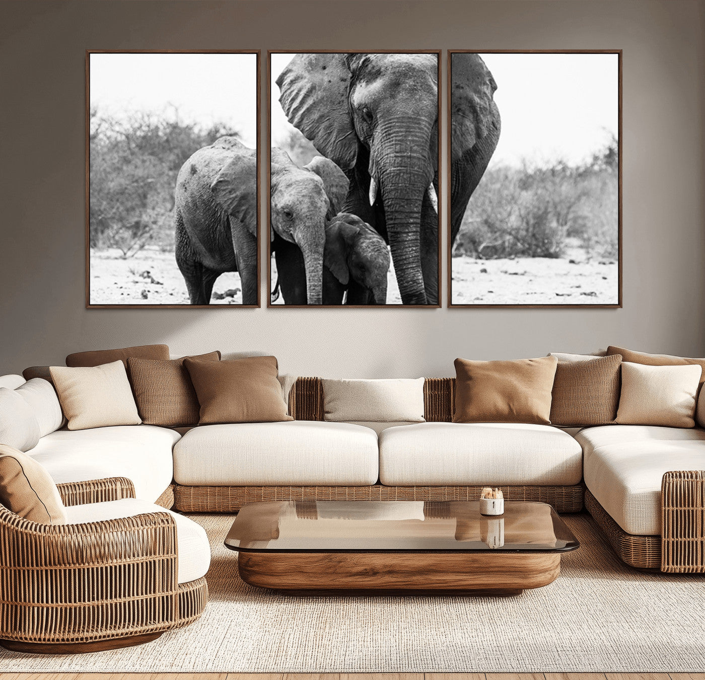 75636-MGV-CV-36X24-Elephant Family Africa Wall Art Canvas Print